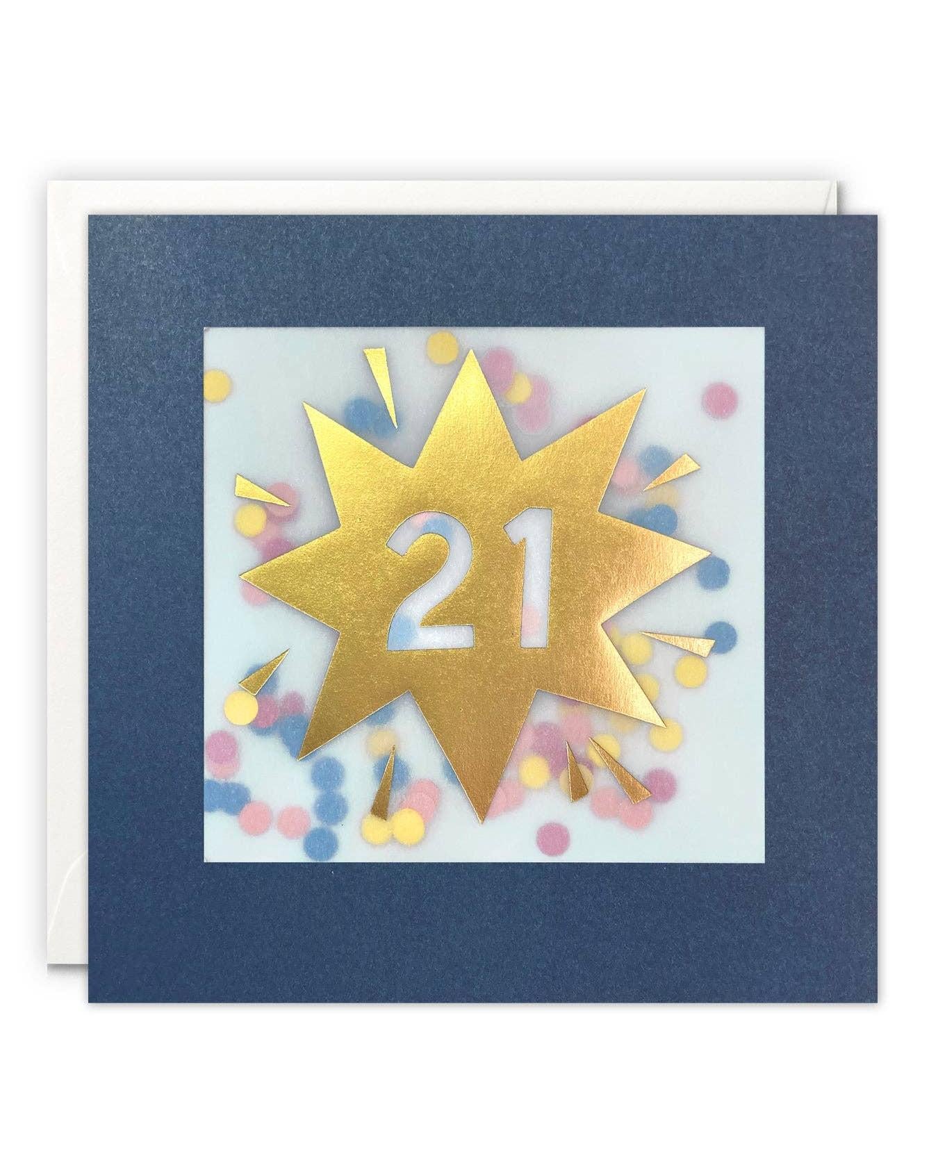 Age 21 Gold Paper Shakies Card