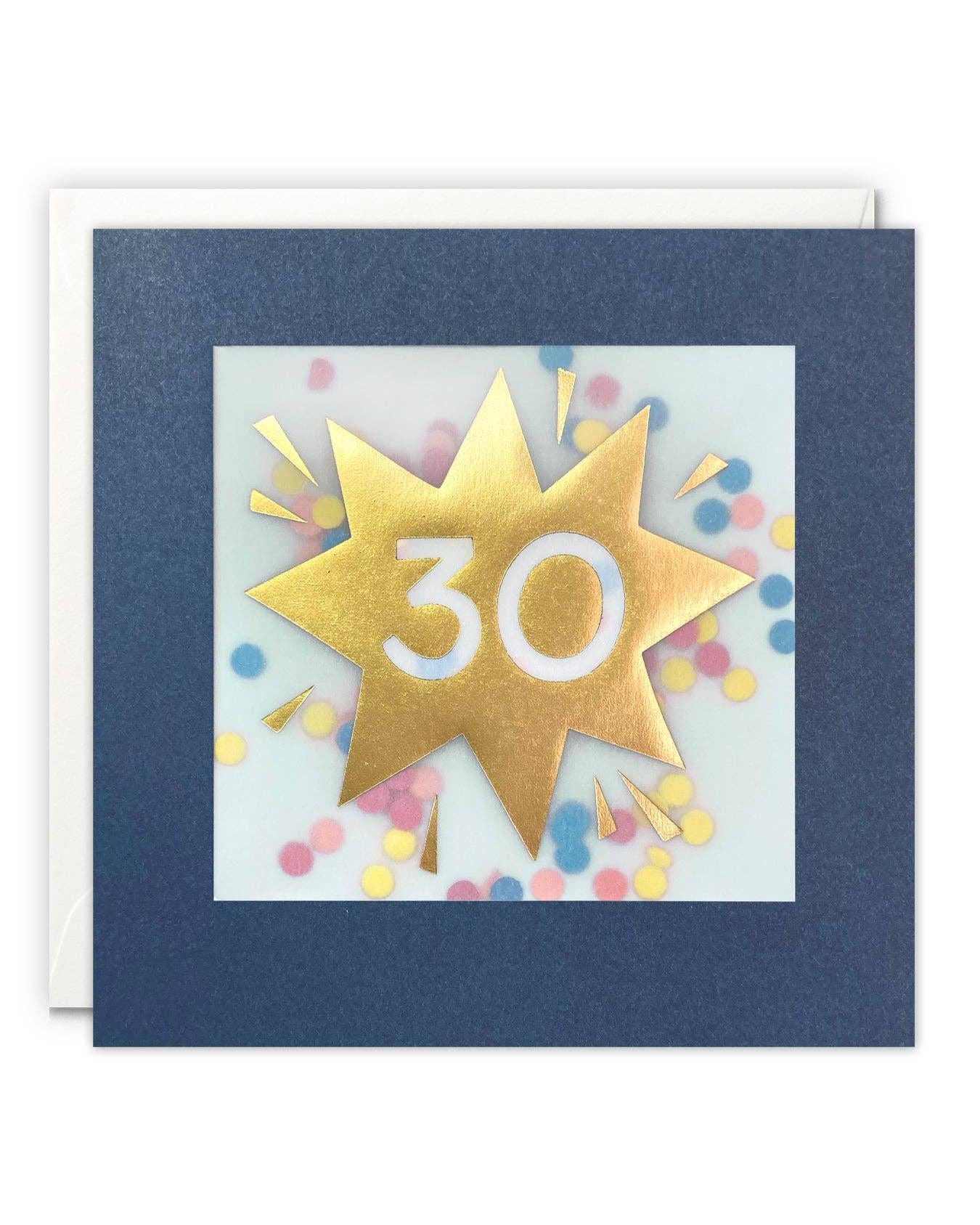 Age 30 Gold Paper Shakies Card