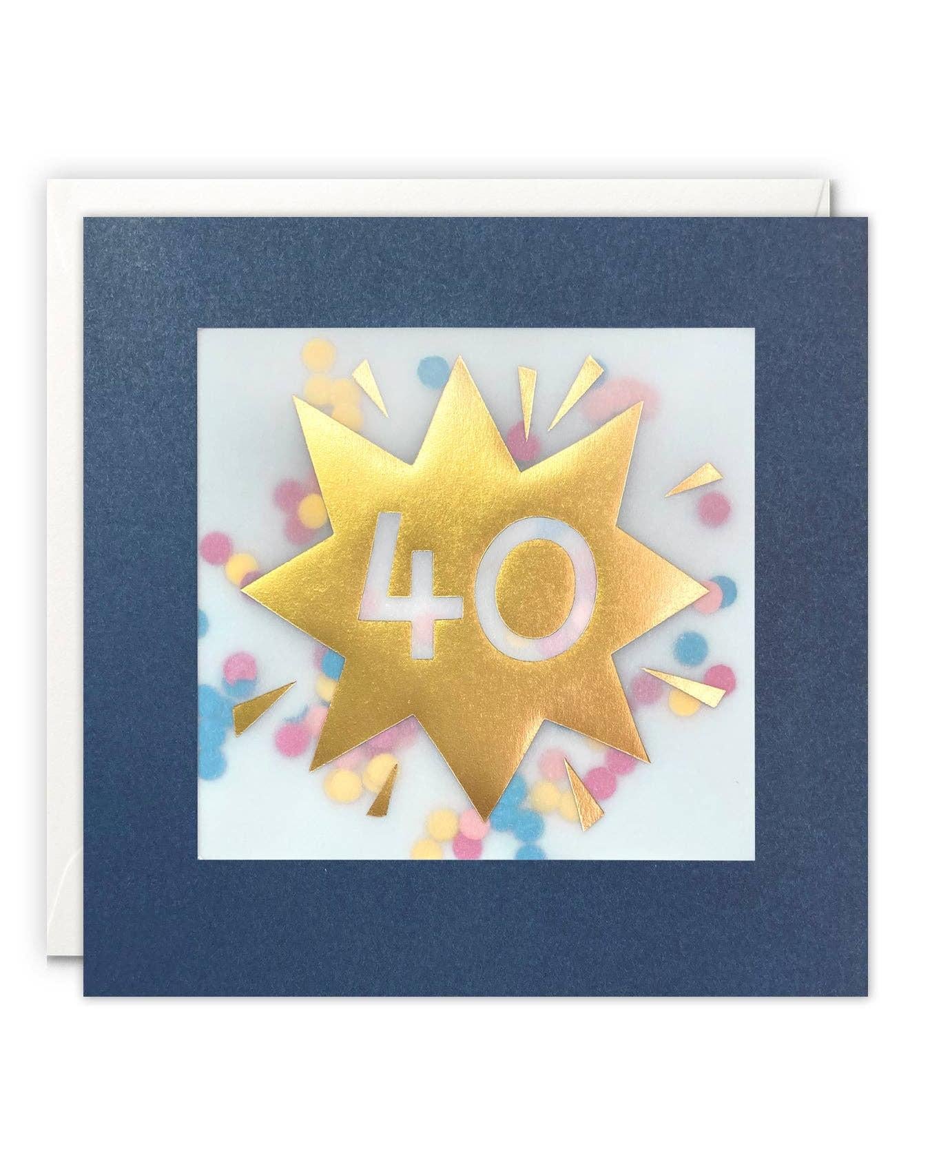 Age 40 Gold Paper Shakies Card