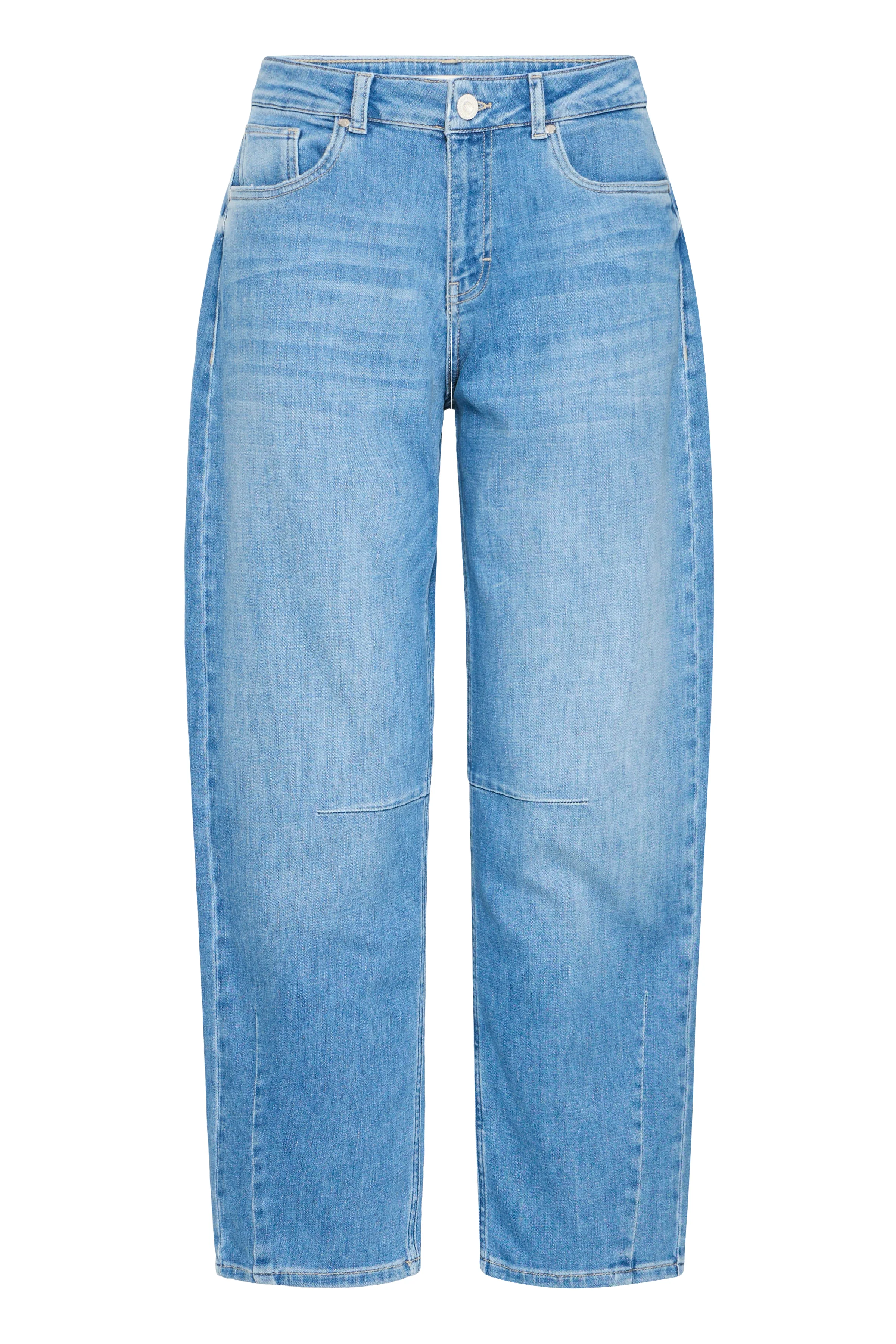 Anni High Waisted Barrel Jeans - Med Blue