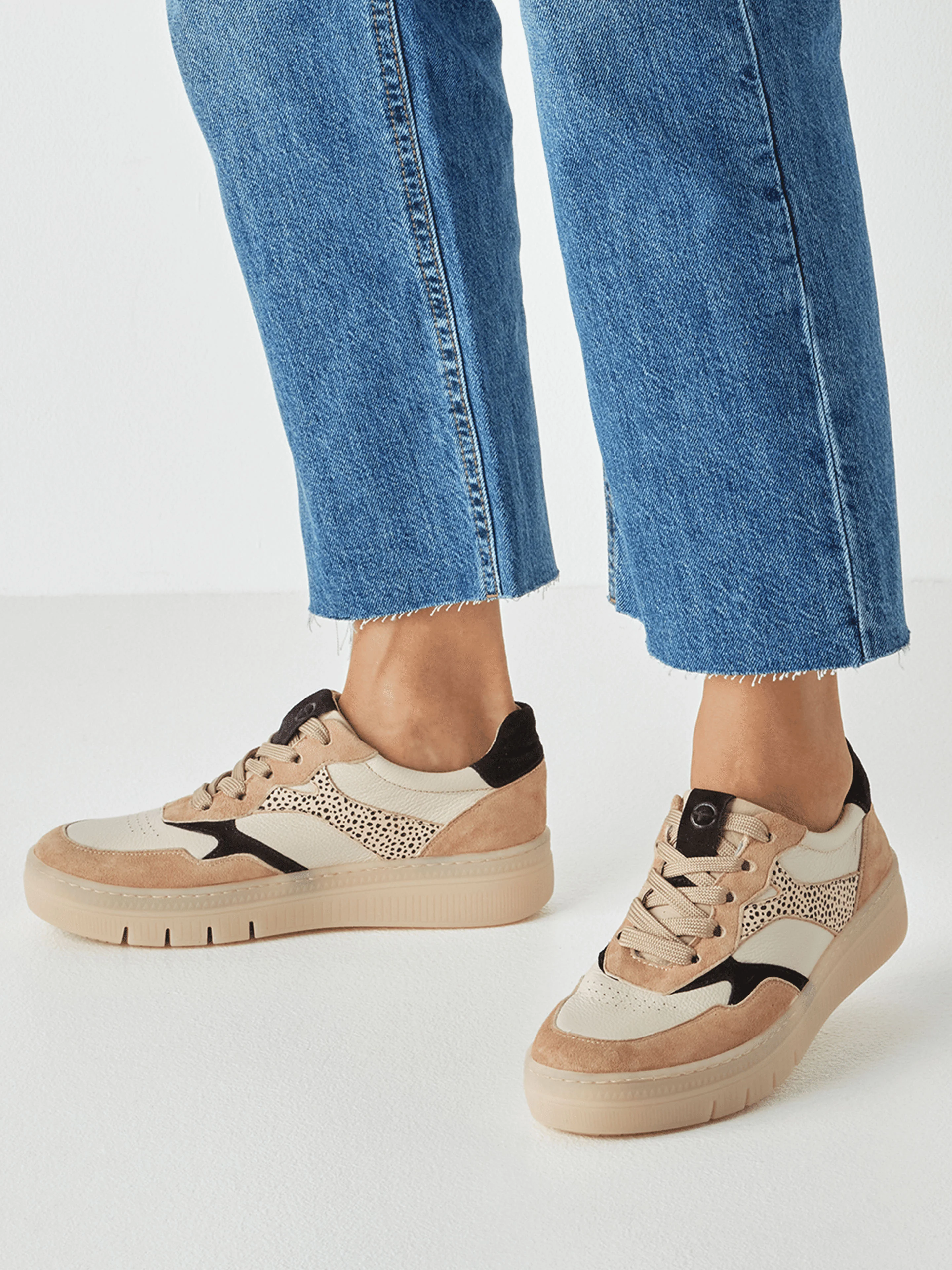 Beige mix leopard trainers - Image 6