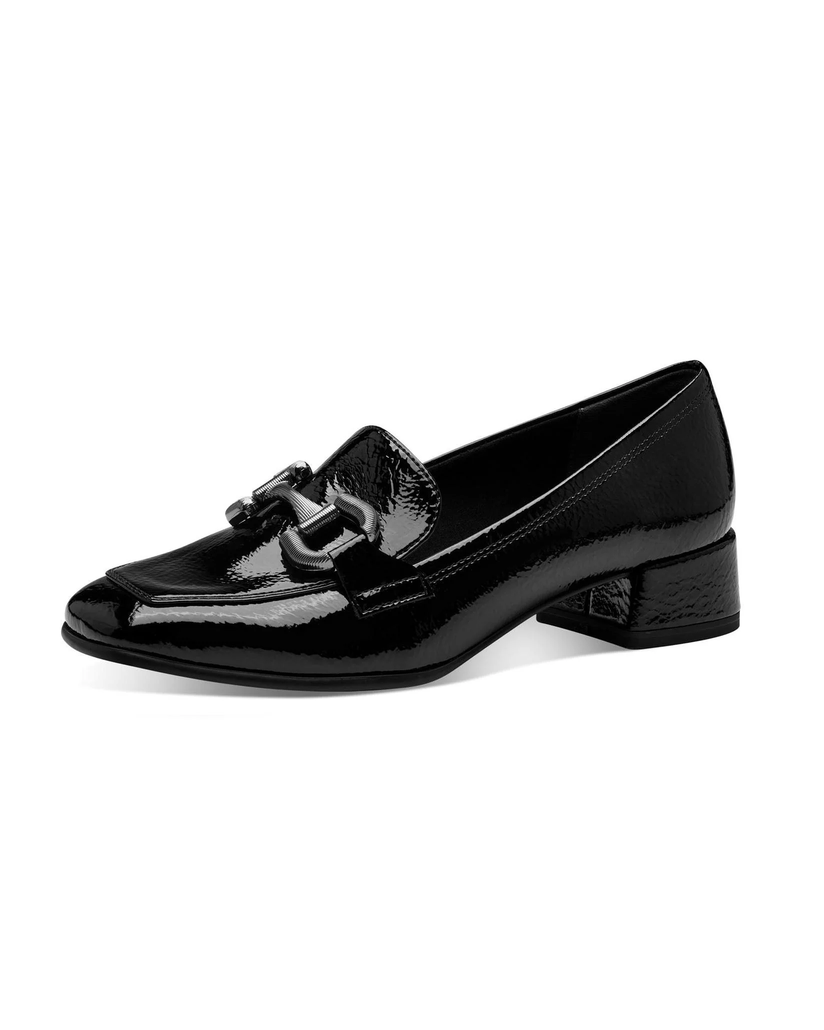 Black patent heeled loafer - Image 3