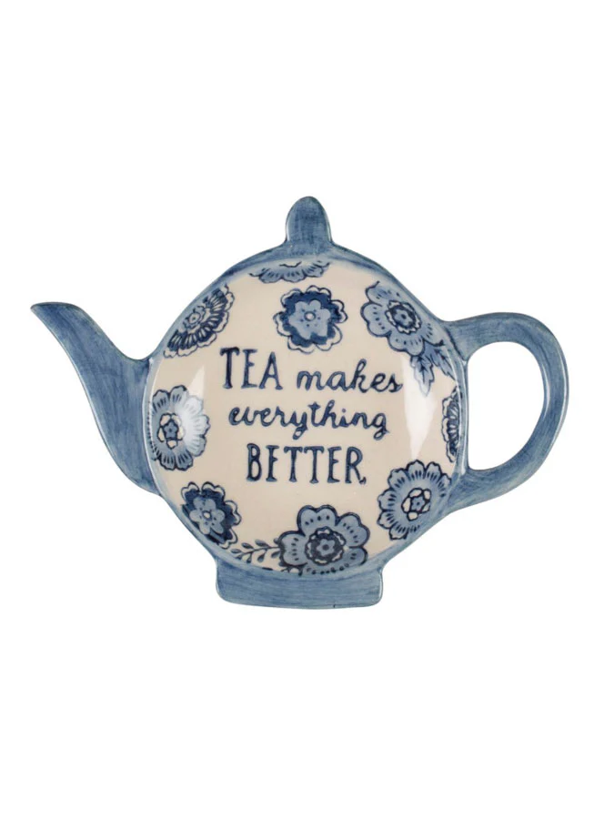 Blue Floral Tea Lovers Tea Bag Dish