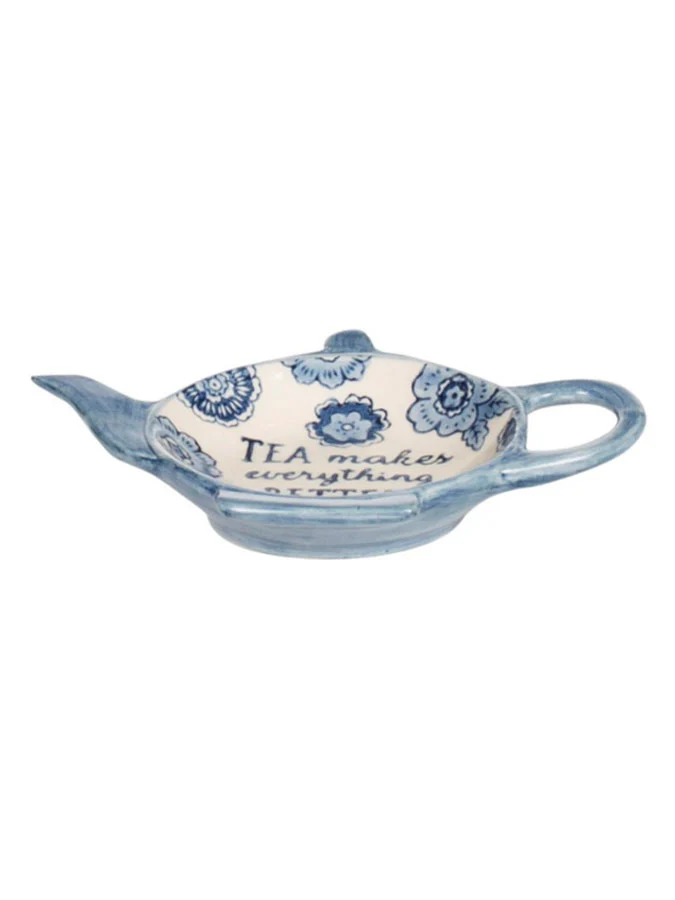 Blue Floral Tea Lovers Tea Bag Dish - Image 2
