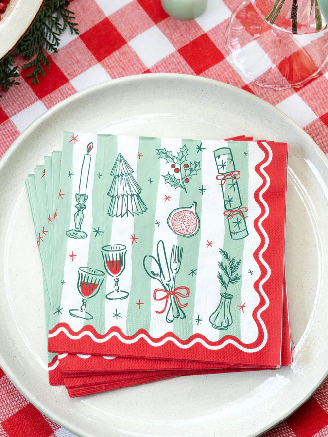 Bon Noel Napkin Green Stripe - Image 2