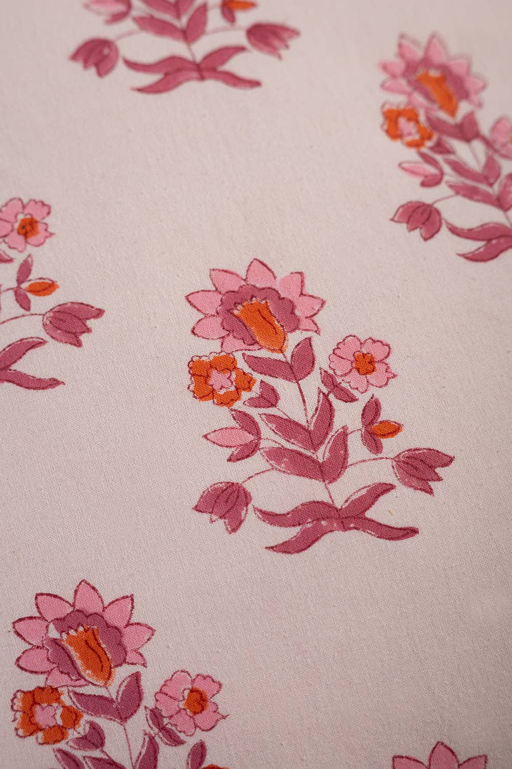 Carnation & Clementine Block Print Cushion - Image 4