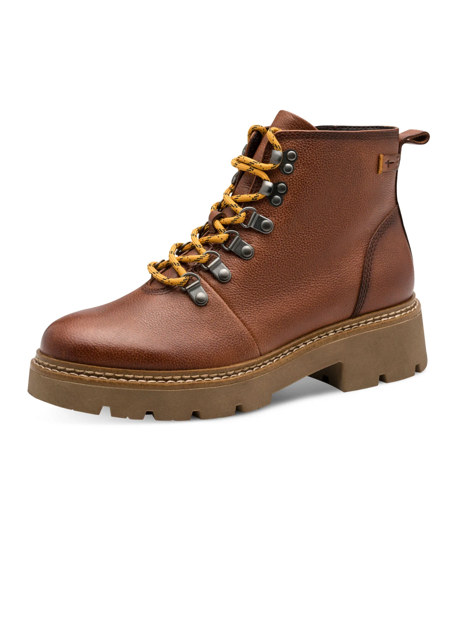 Cognac Chunky Lace Up Boots - Image 3
