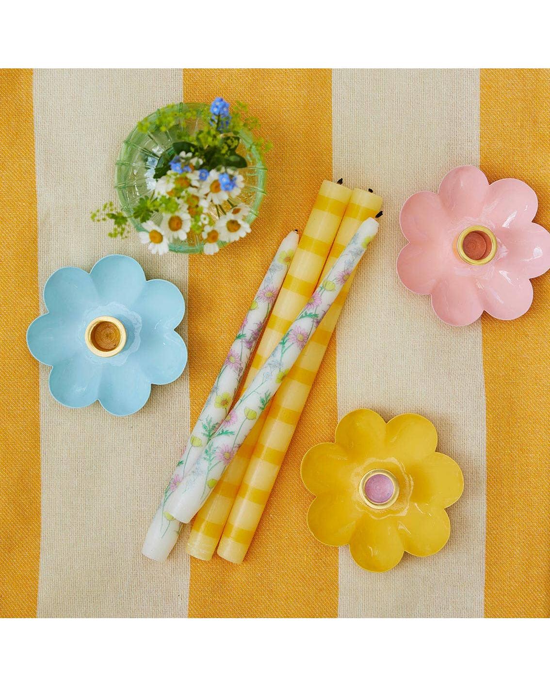 Coloured Enamel Flower Shaped Candle Holders - Image 5