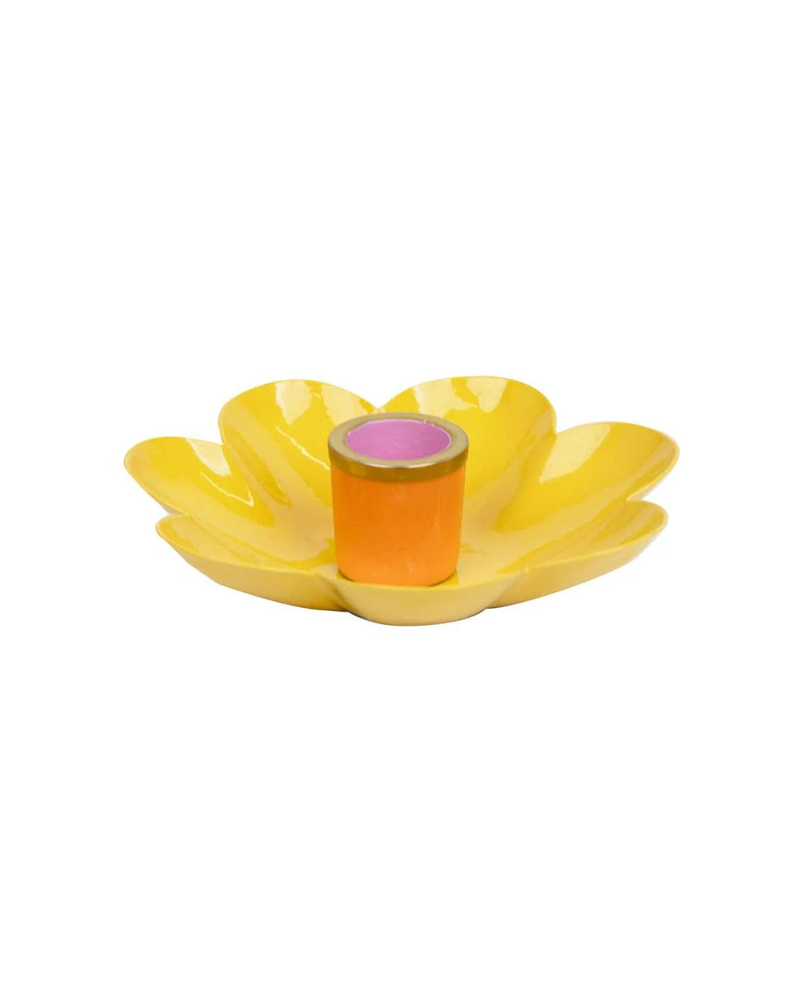 Coloured Enamel Flower Shaped Candle Holders - Image 6