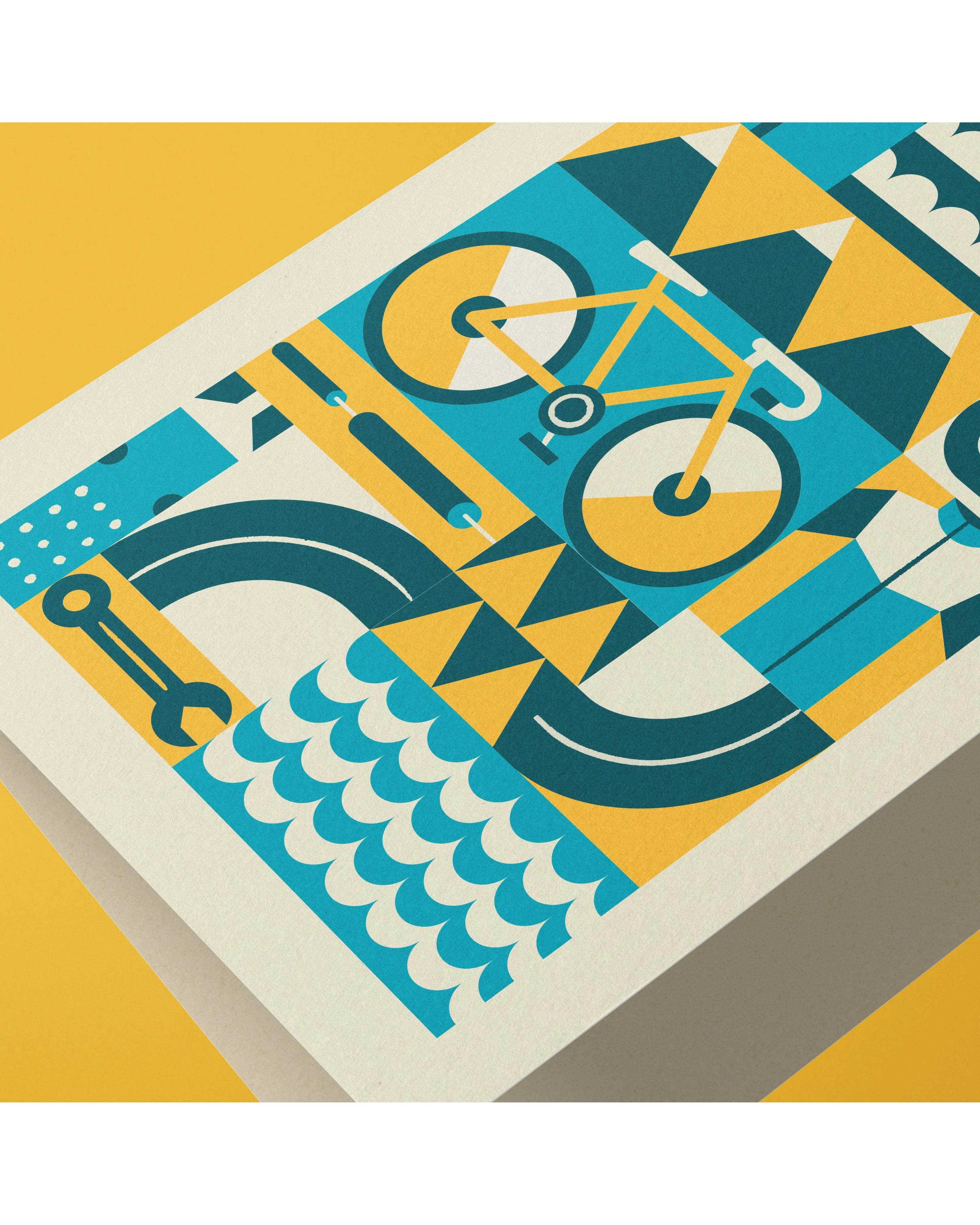 Cycling Sport | Retro Geometric Reusable Greeting Card - Image 3