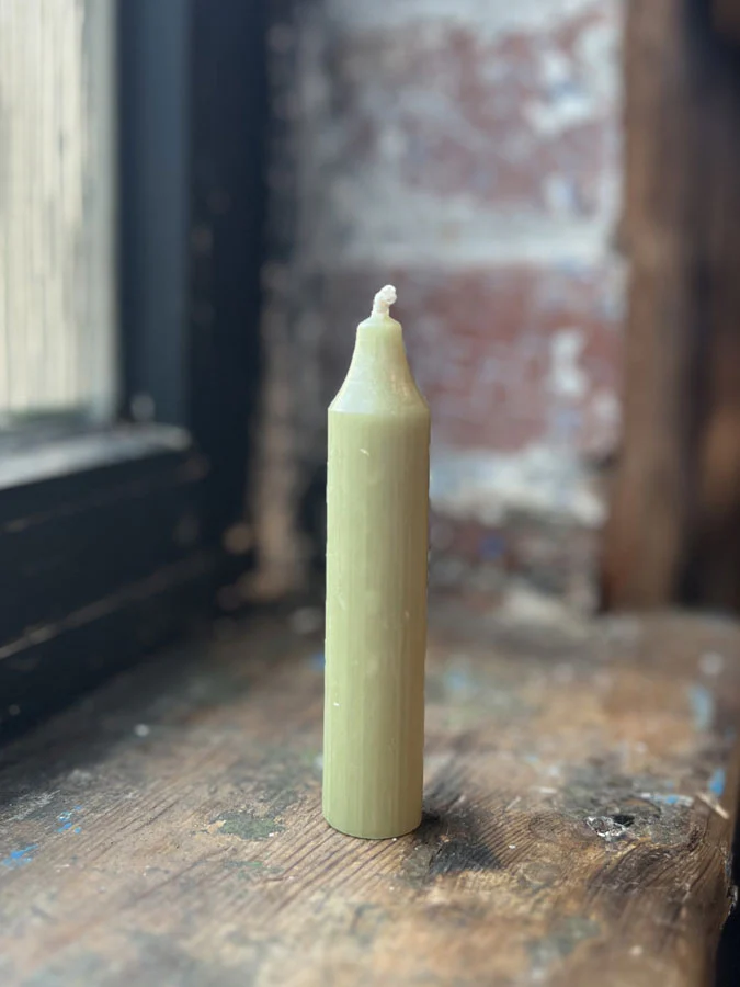 Danish Short Candle - Moss Green