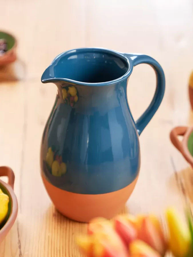 Sintra Ink Blue Glazed Terracotta Jug
