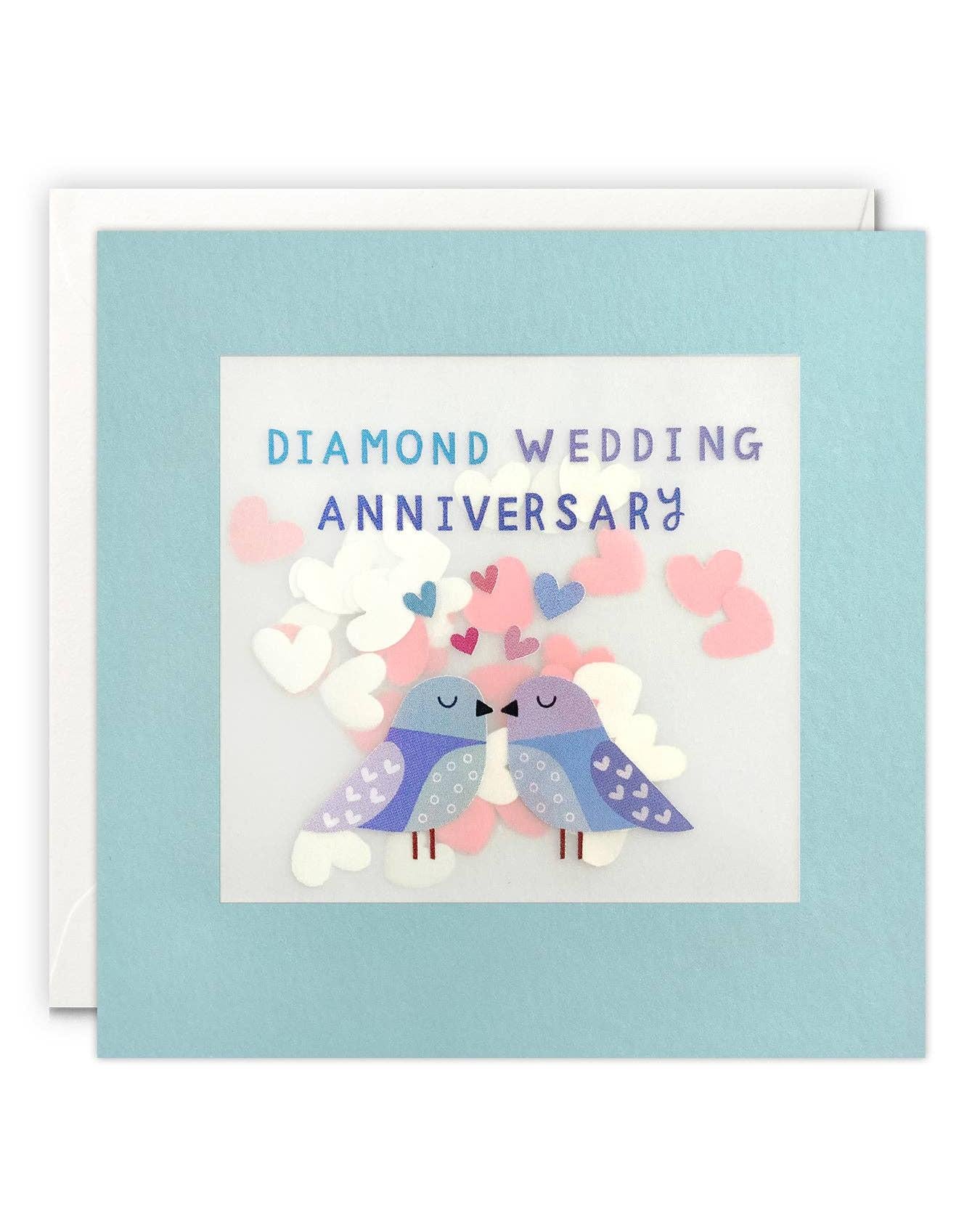 Diamond Anniversary Birds Paper Shakies Card