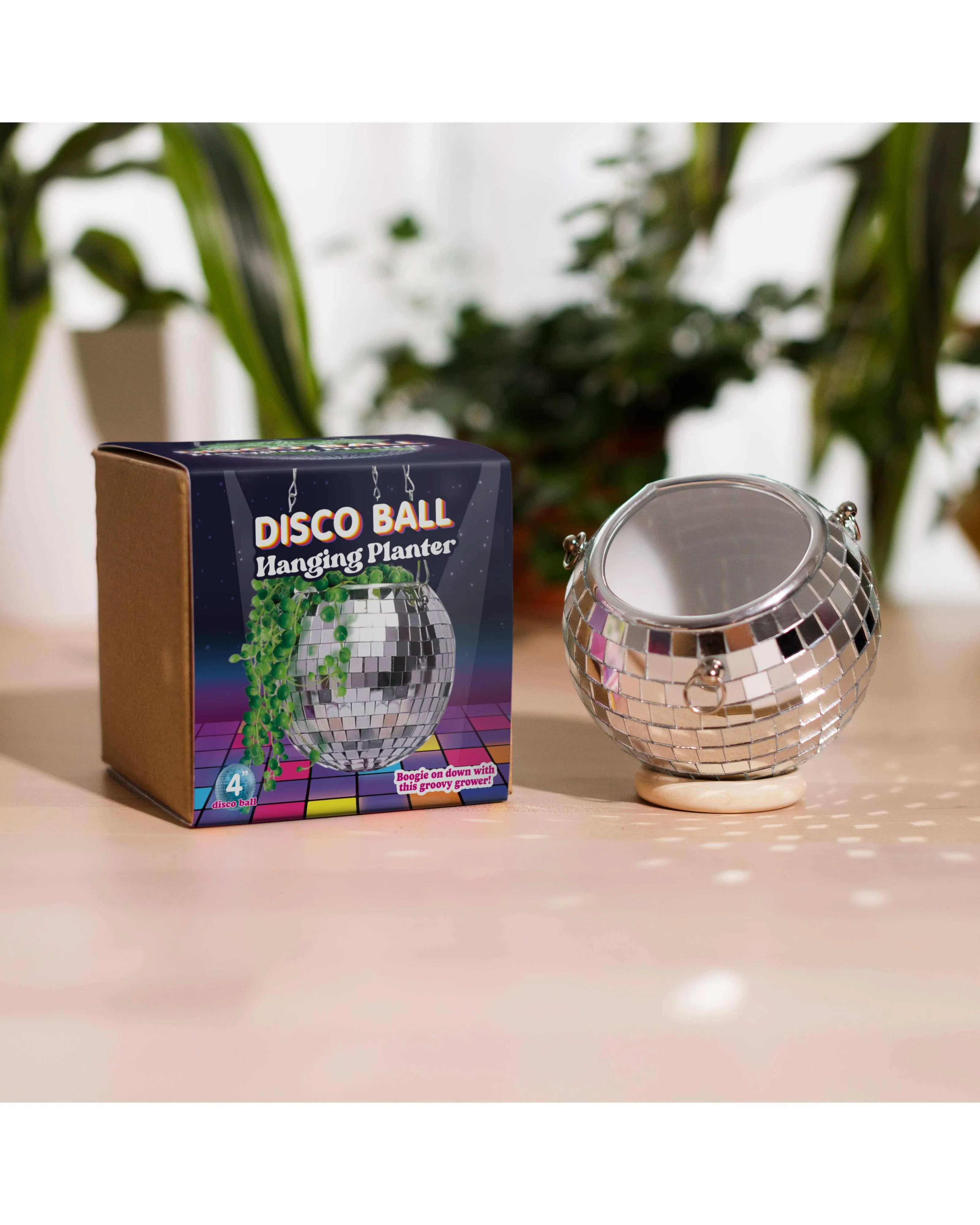 Disco Ball Hanging Planter - Silver (4 Inches) - Image 4