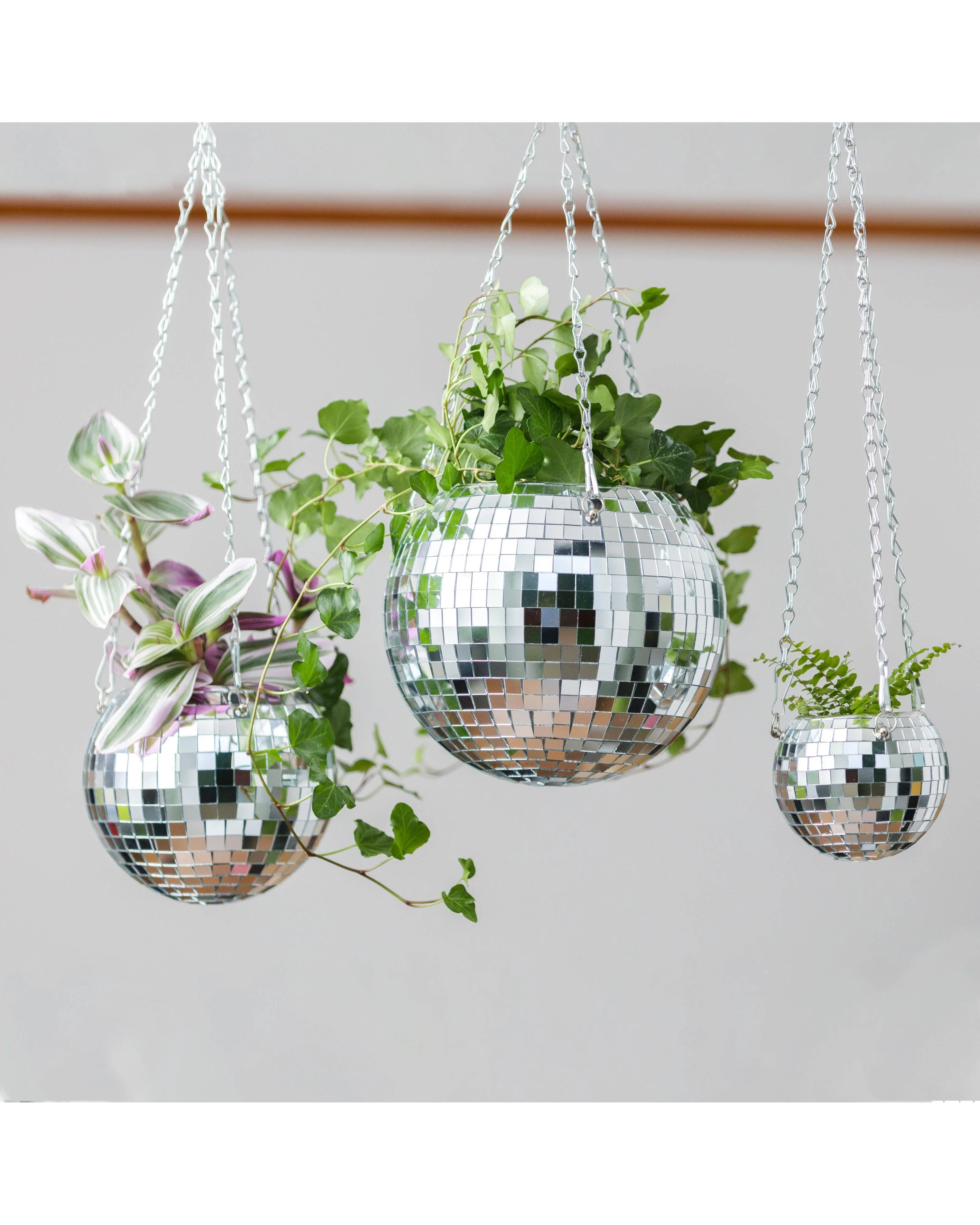 Disco Ball Hanging Planter - Silver (6 Inches) - Image 3