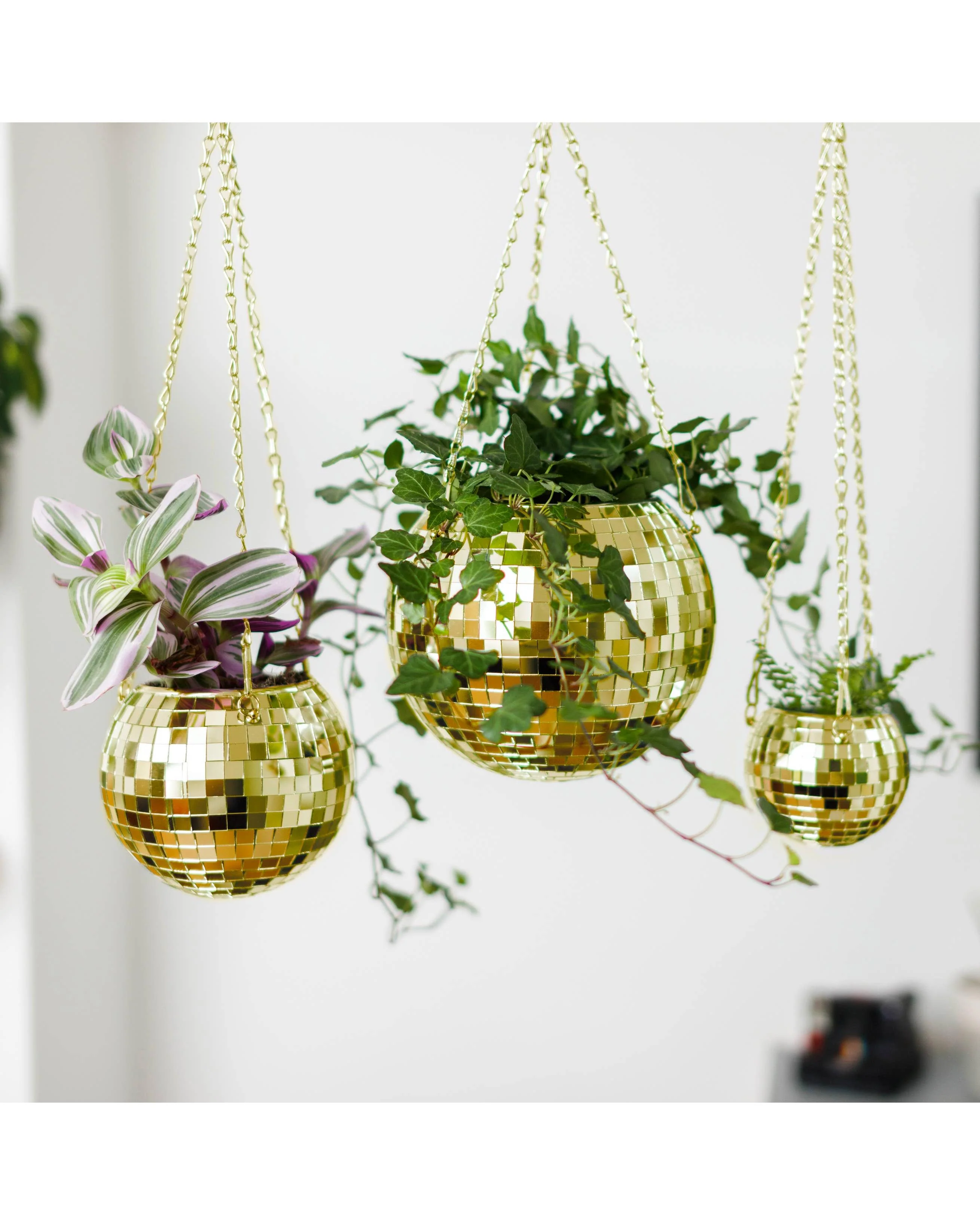 Disco Ball Hanging Planter - Gold (4inches) - Image 3