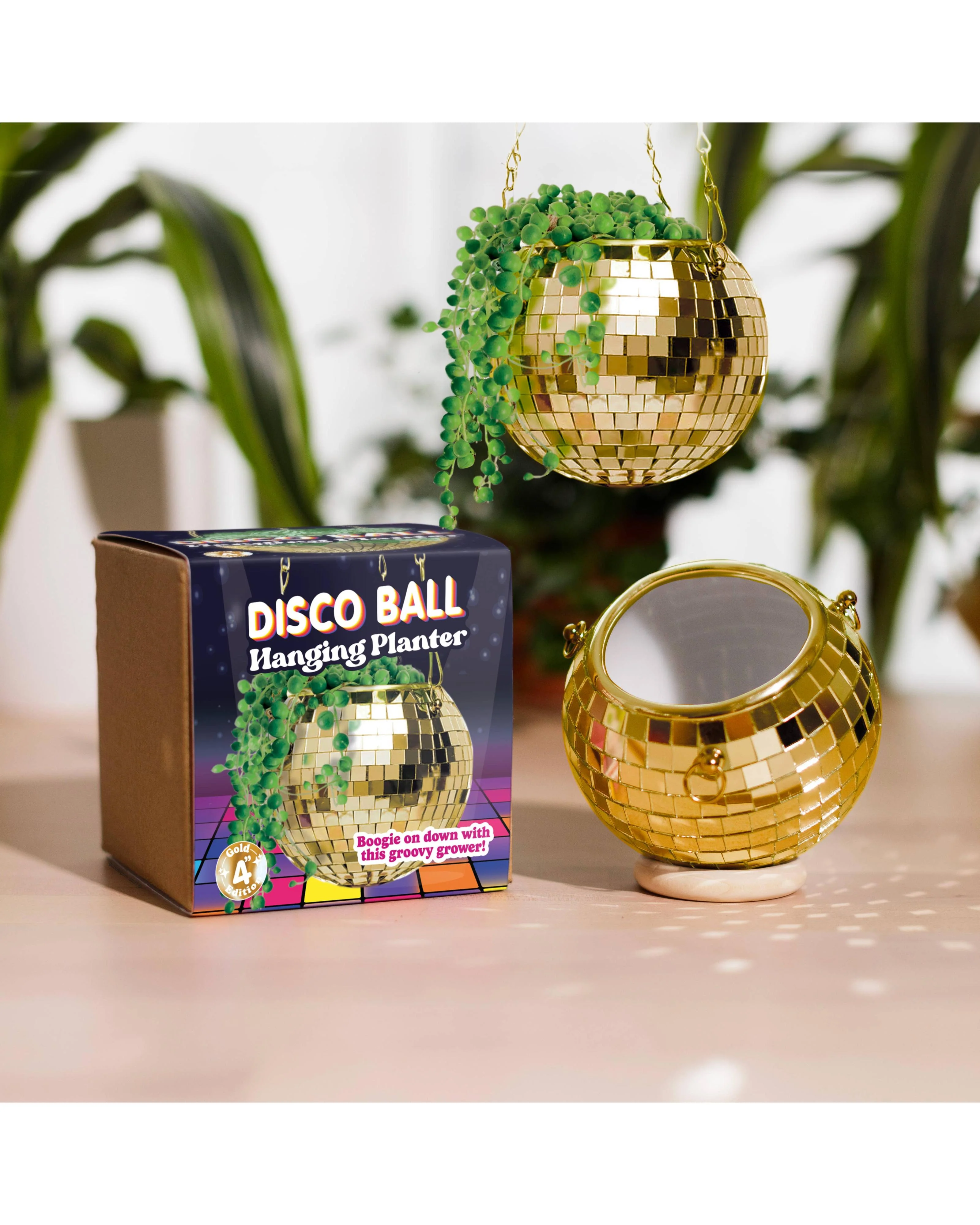 Disco Ball Hanging Planter - Gold (4inches) - Image 4