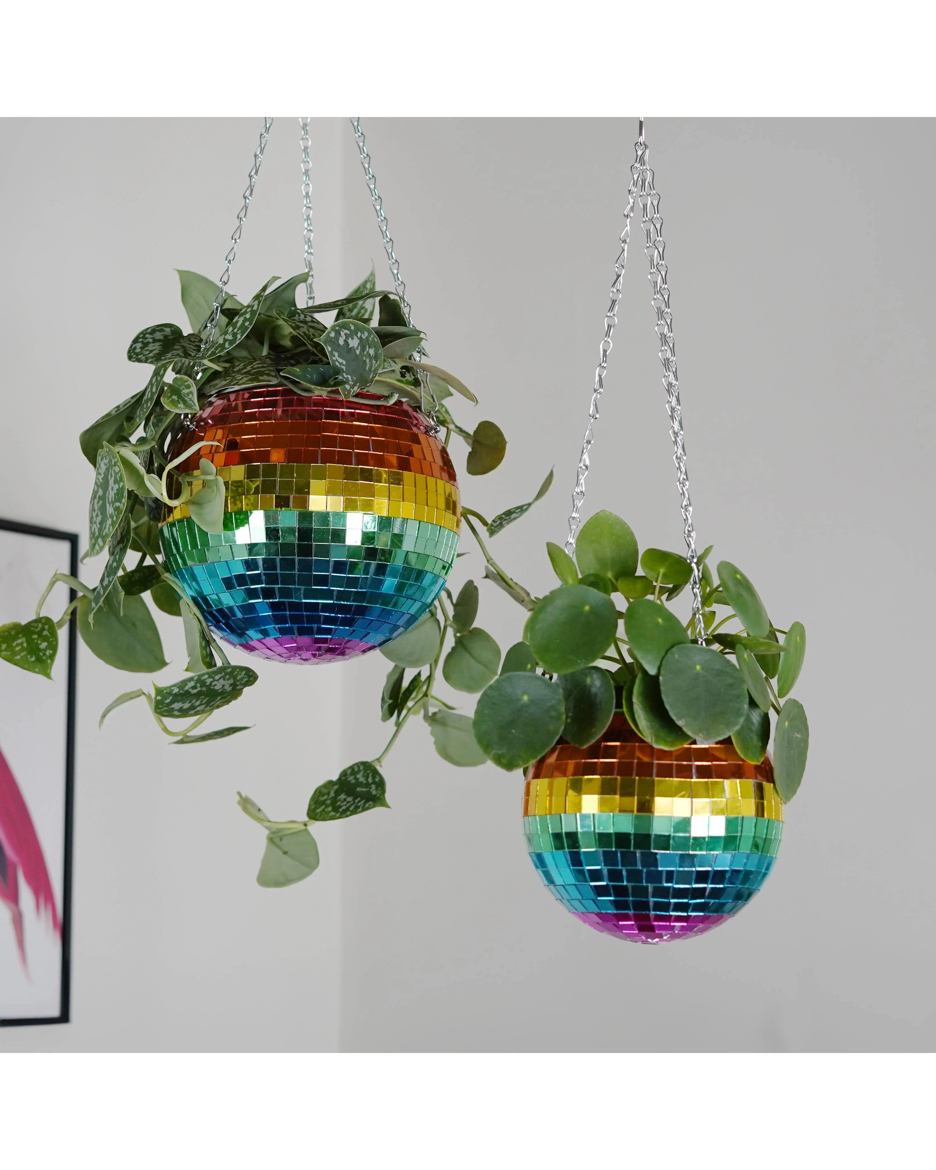 Disco Ball Hanging Planter - Rainbow (6 inches) - Image 3