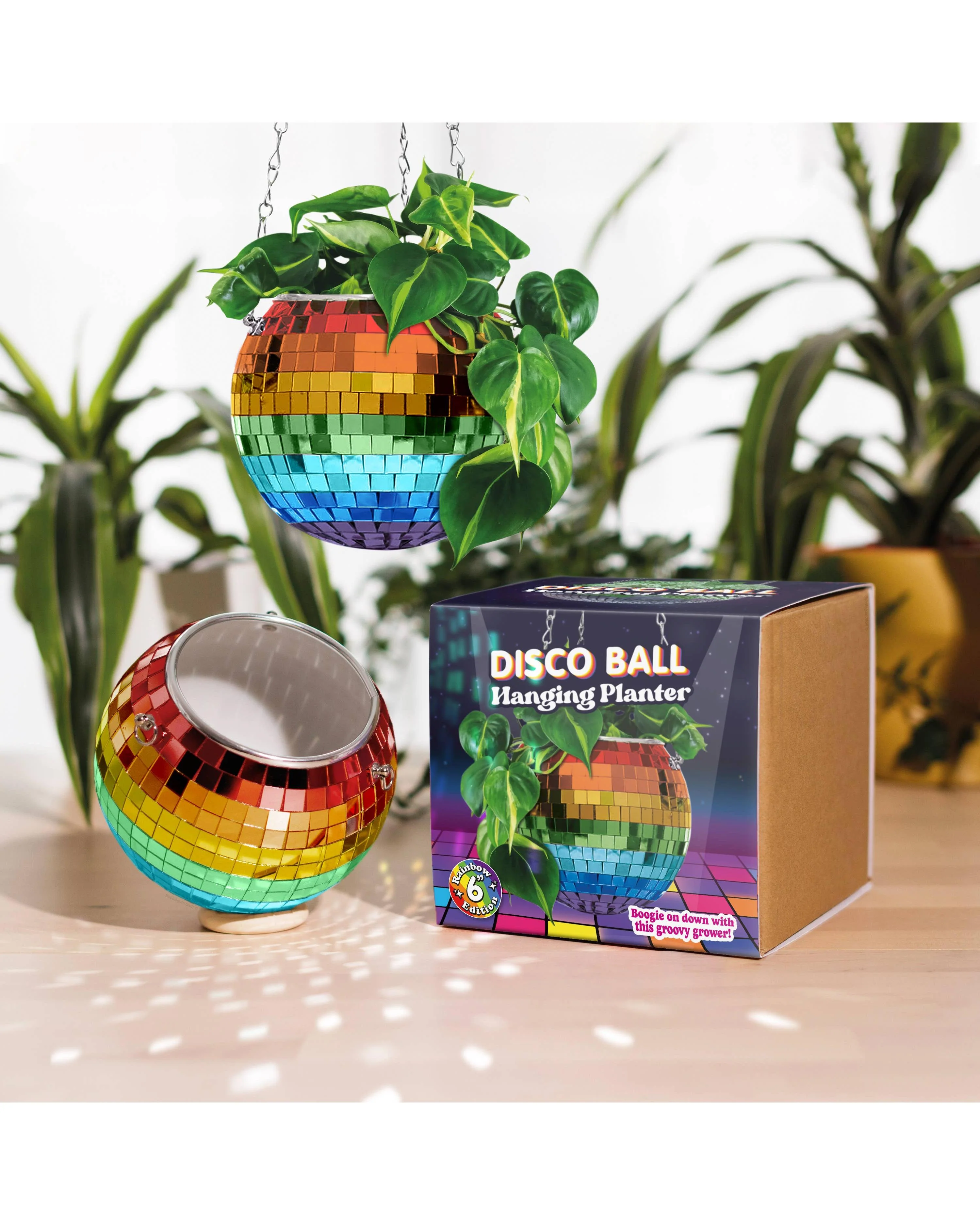Disco Ball Hanging Planter - Rainbow (6 inches) - Image 4