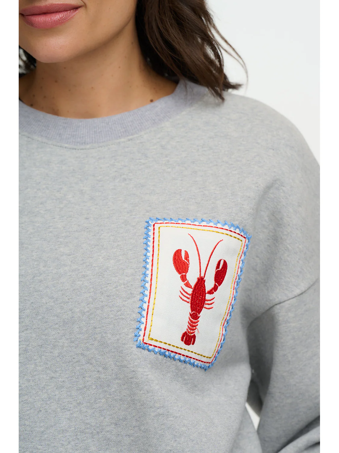Eadie Relaxed Sweatshirt - grey Marl/ lobster - Image 3