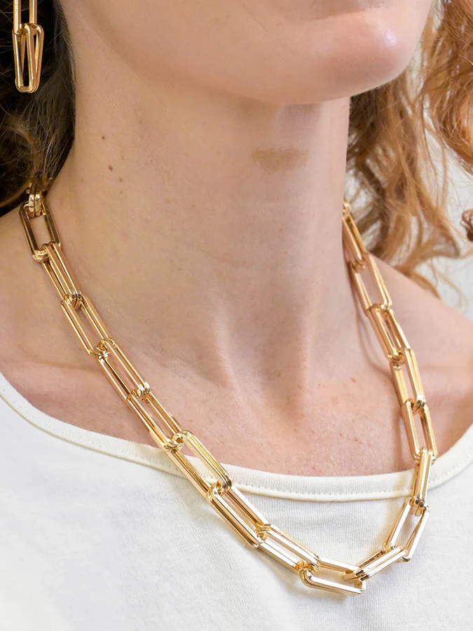 Faux Gold Plated Paperclip Chain Necklace - Image 3