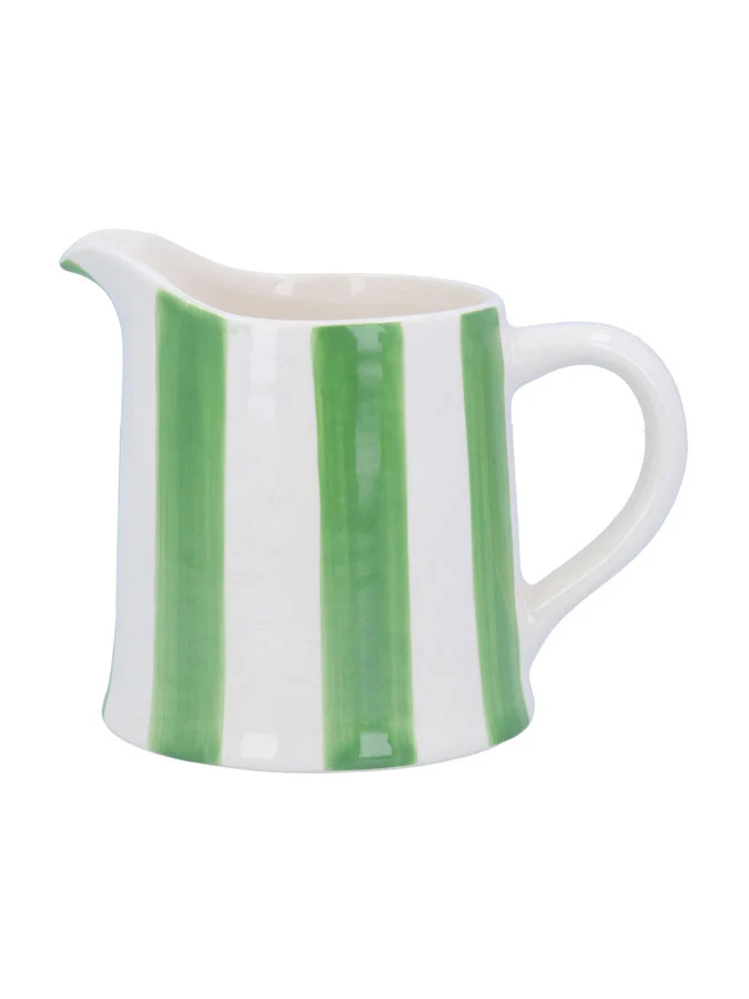 Green Stripe Stoneware Creamer Jug