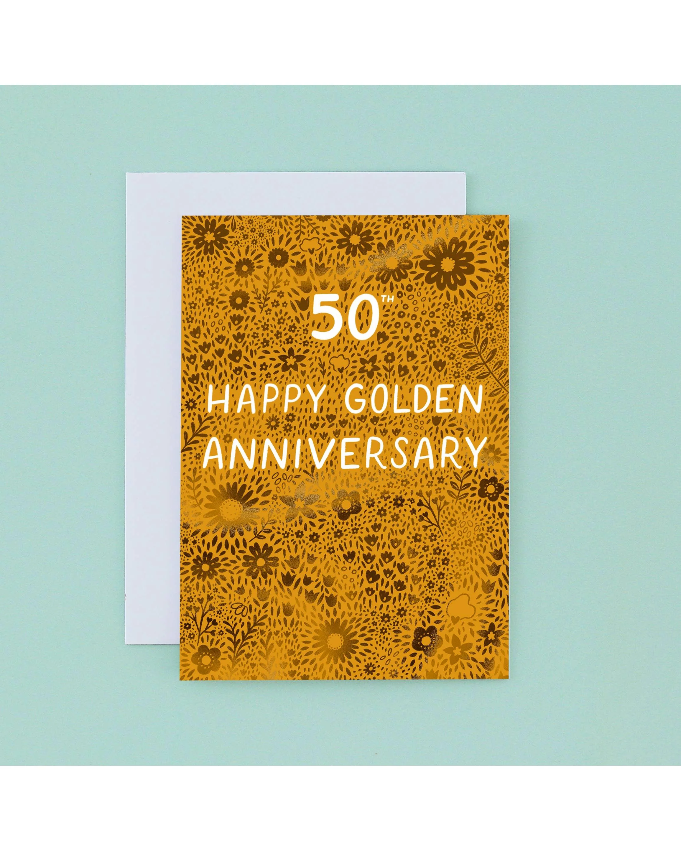 Golden 50th Wedding Anniversary Card - Gold Foil