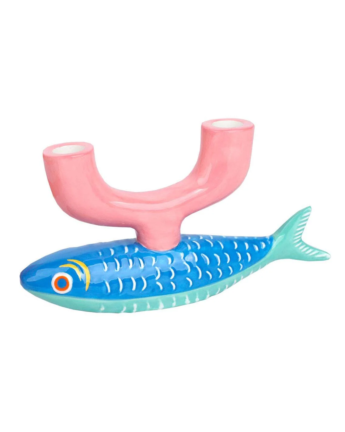 Hand-Painted Fish Ceramic Candle Holder