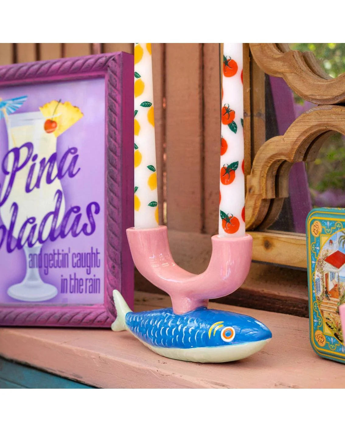 Hand-Painted Fish Ceramic Candle Holder - Image 2