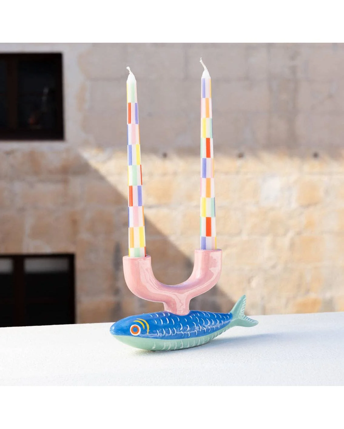 Hand-Painted Fish Ceramic Candle Holder - Image 3