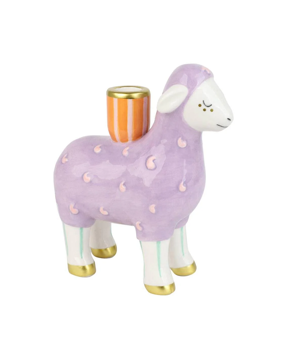 Hand-Painted Lamb Ceramic Candle Holder