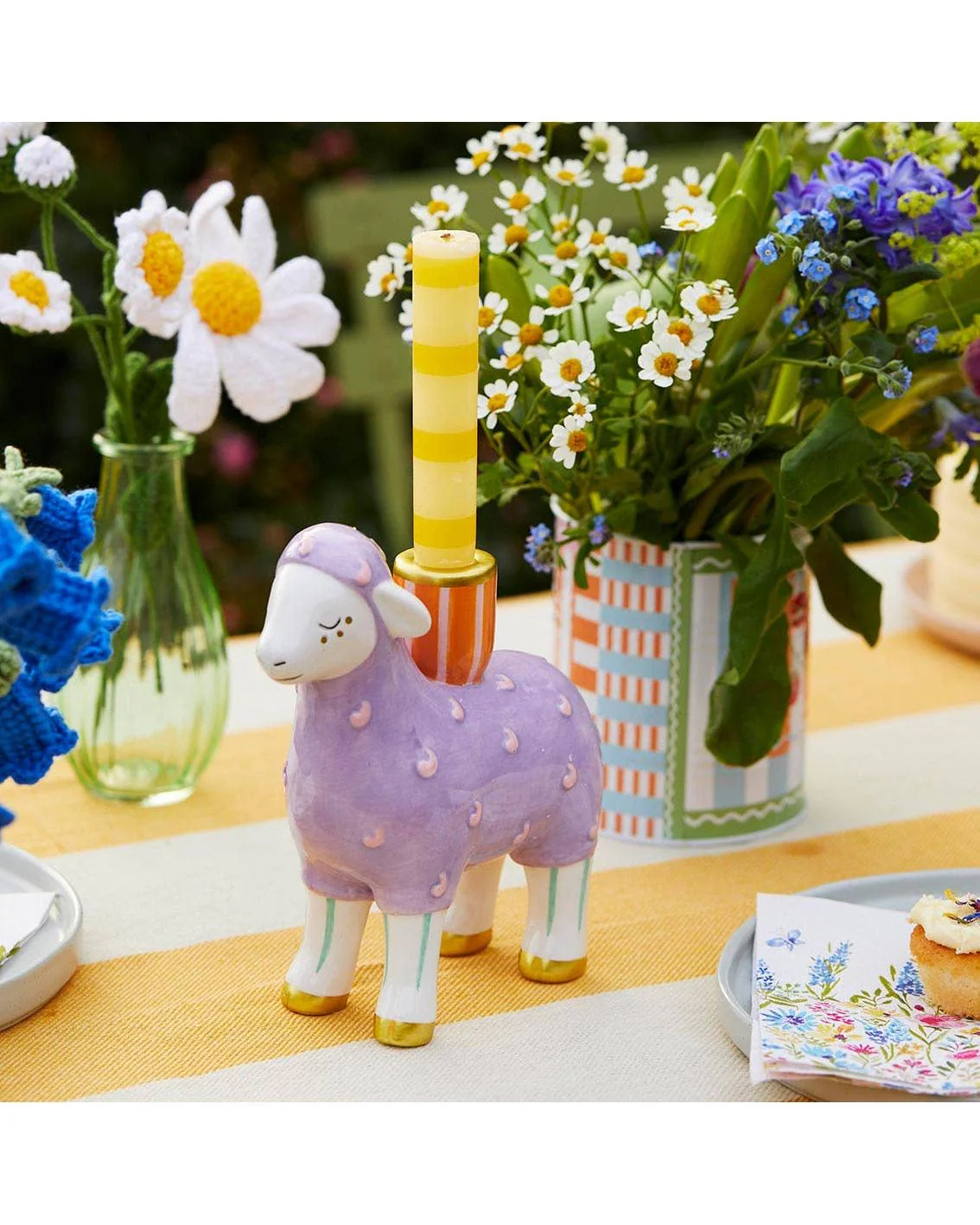 Hand-Painted Lamb Ceramic Candle Holder - Image 3