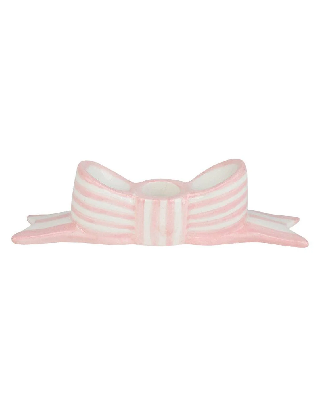 Hand-Painted Pink Bow Ceramic Candle Holder