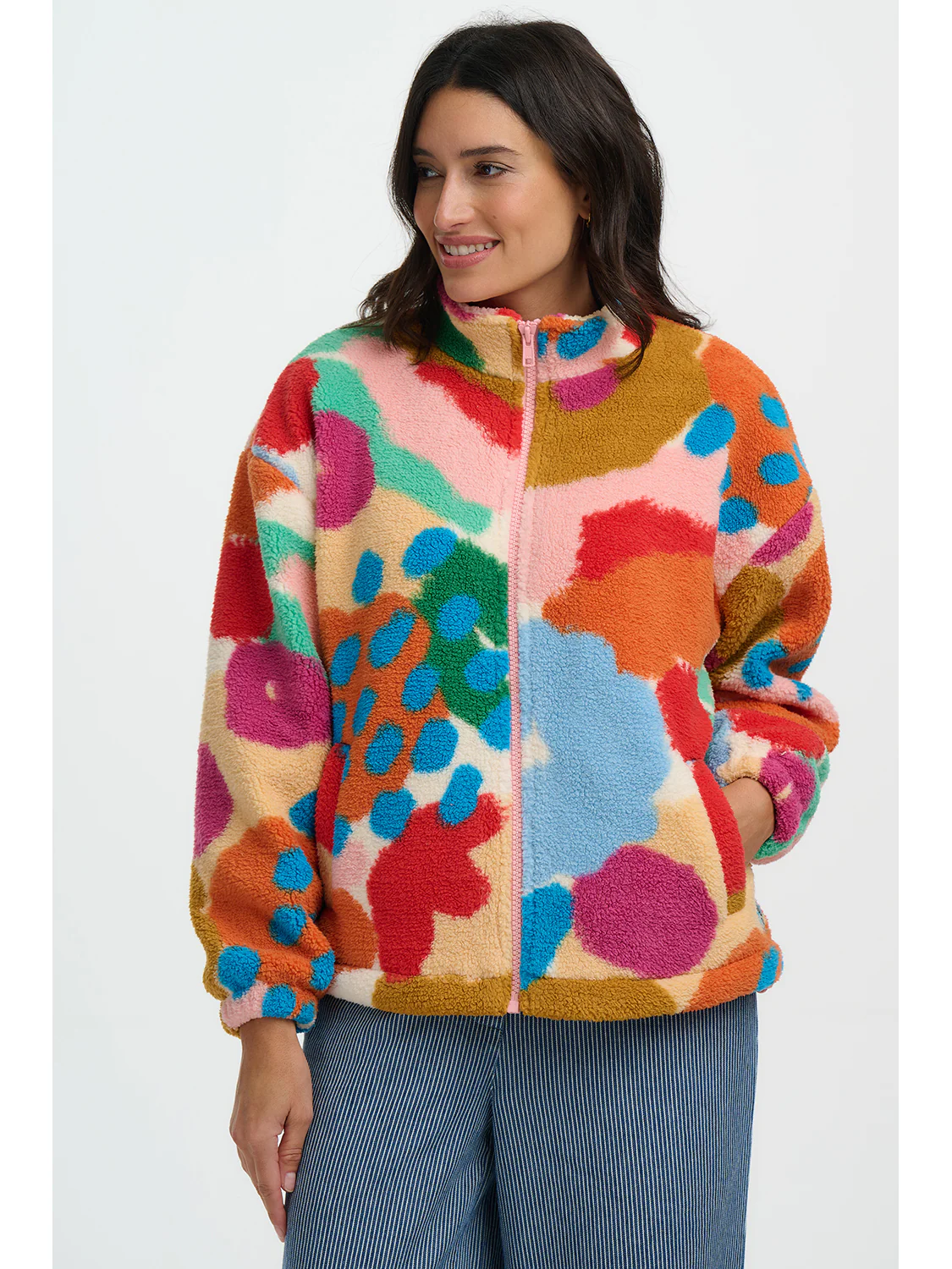 Hartley Zip Up Fleece - Off White/Multi - Image 5