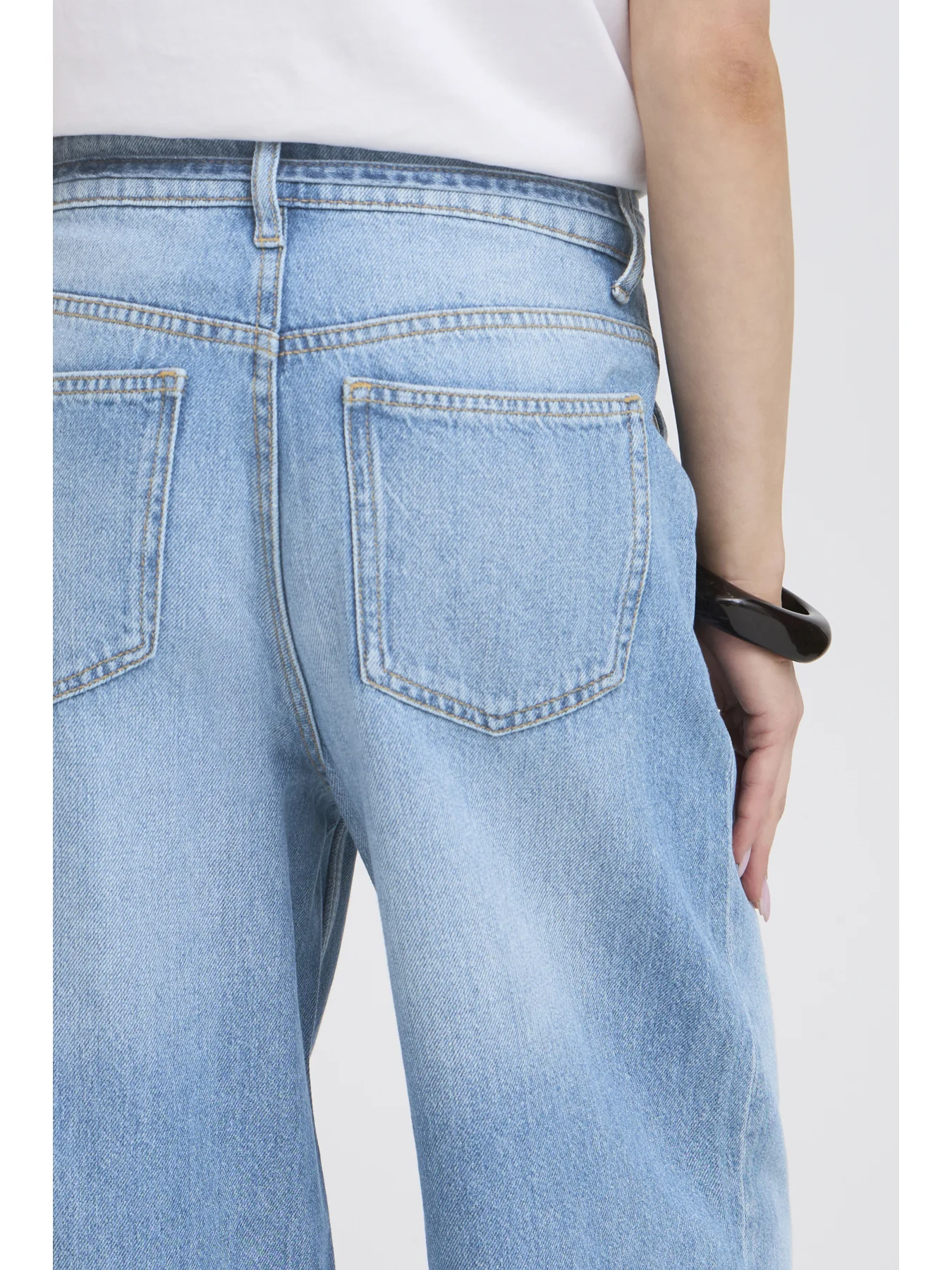 Kimu Belt Jeans Mid Blue Denim - Image 5