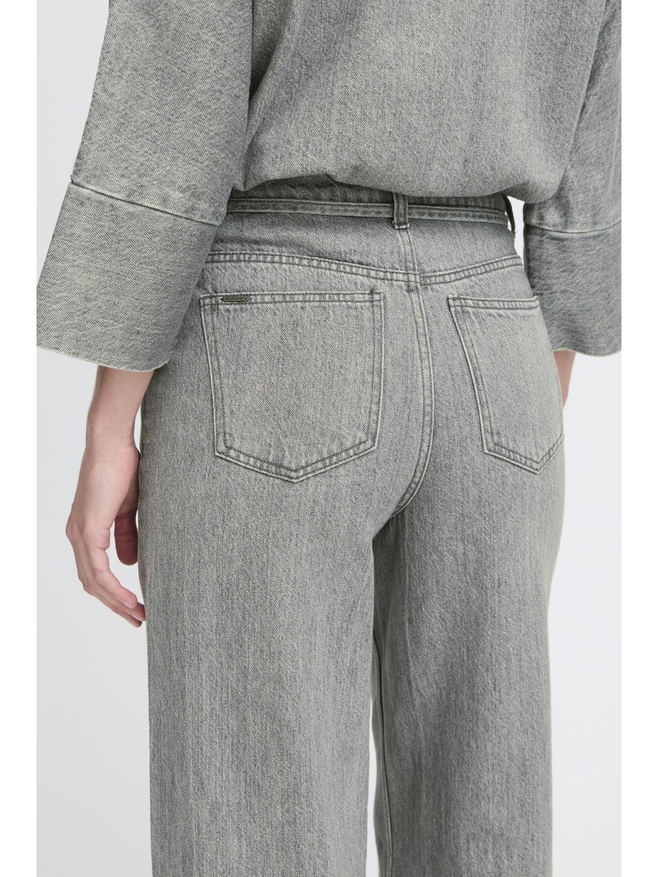 Kimu Belt Jeans Mid Grey Denim - Image 5
