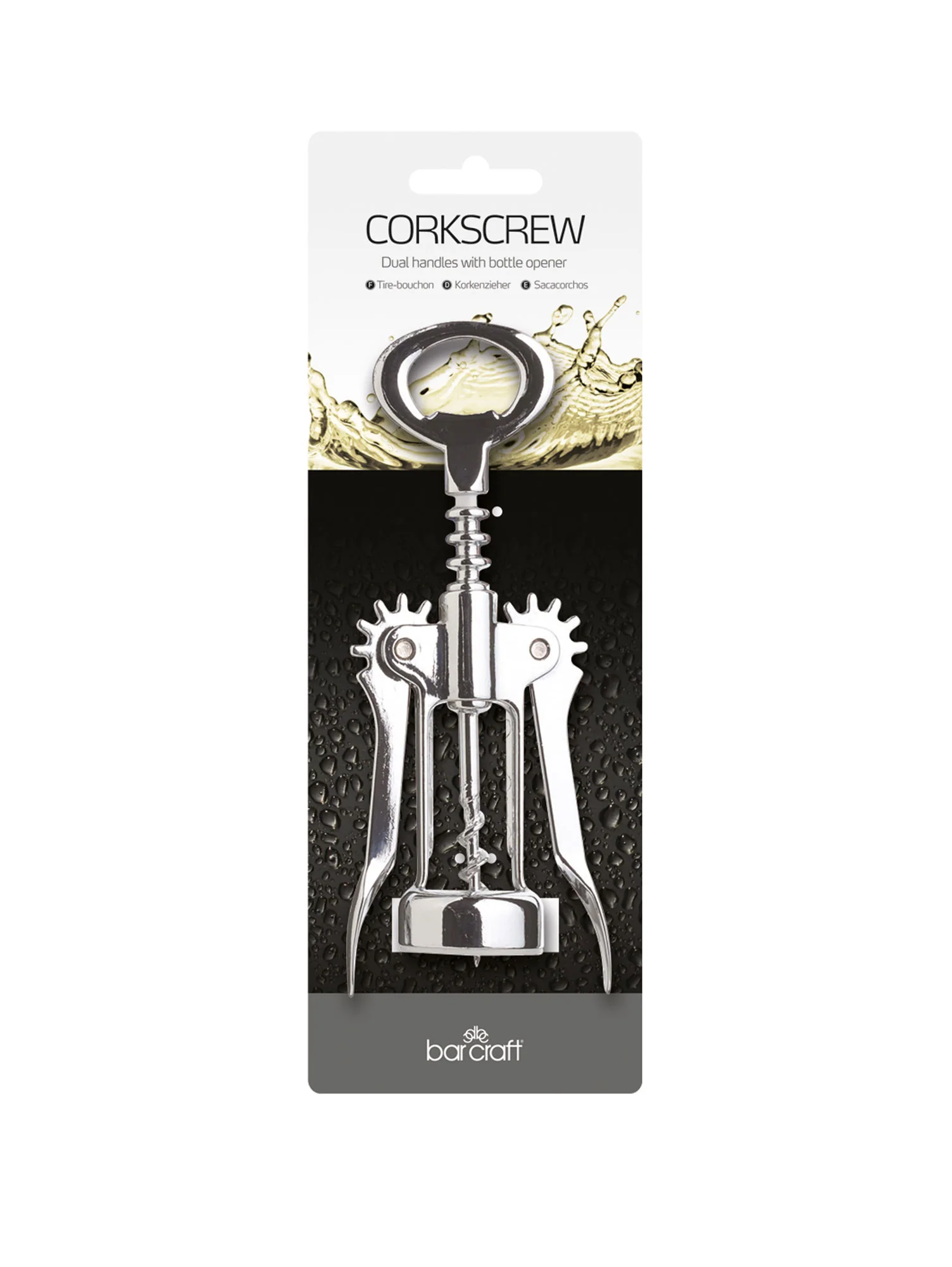 BarCraft Double Handled Chrome Wing Corkscrew - Image 2