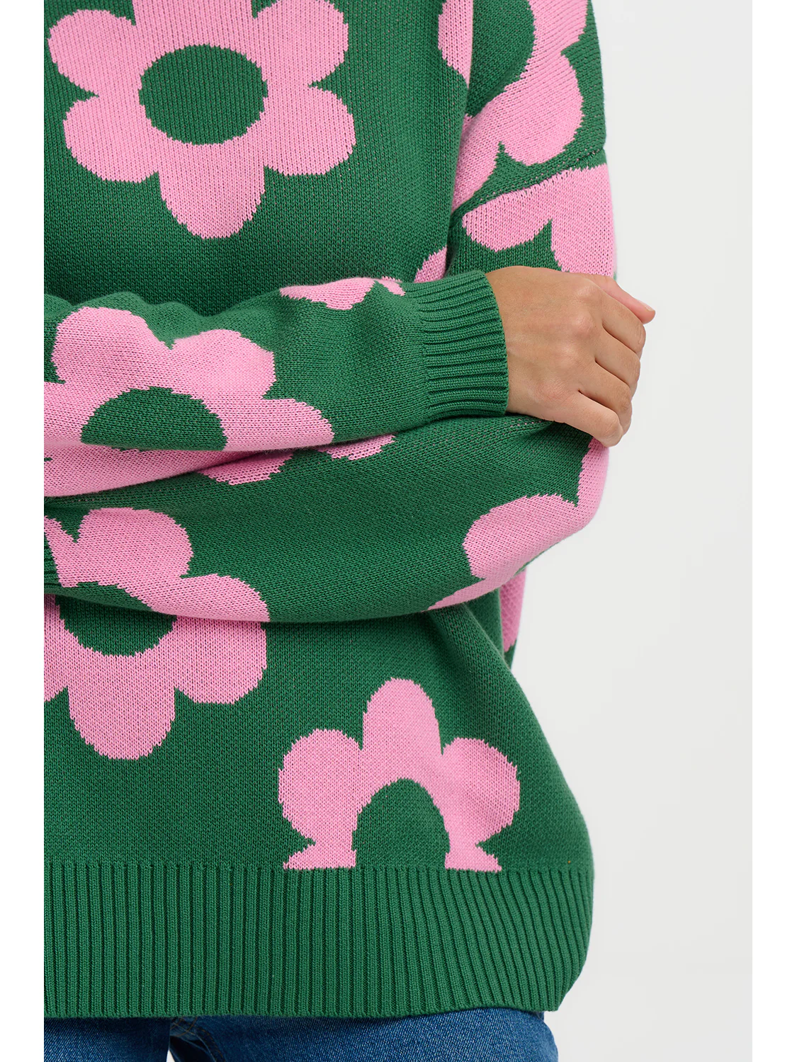 Leona Jumper - Green/Pink Fresh Flowers - Image 5