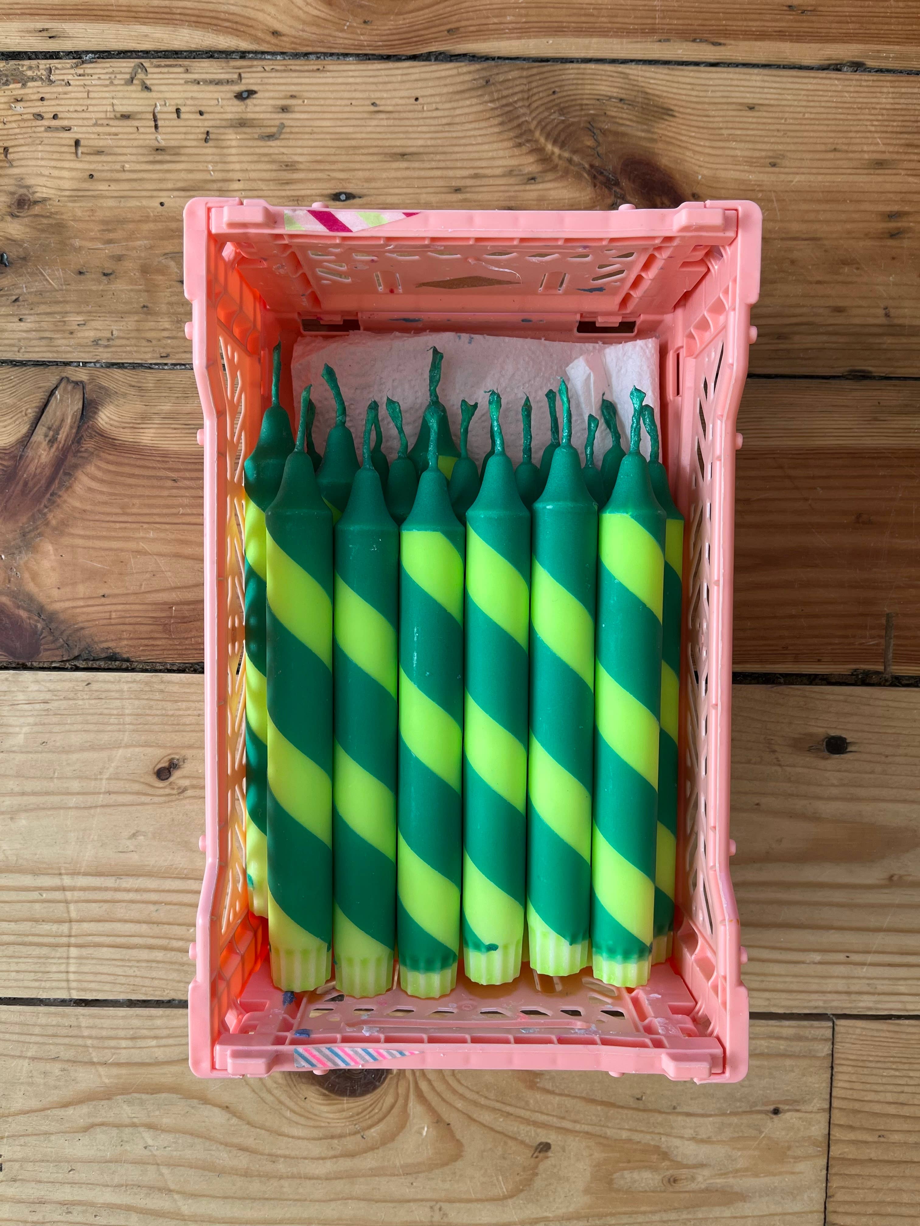Lime Green & Forest Green Helter Skelter Candle - Image 2