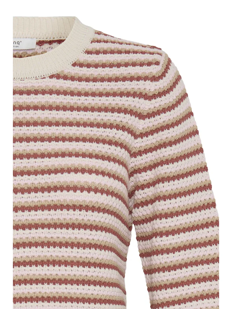 Magio O Neck Jumper - Marsala Stripe - Image 3