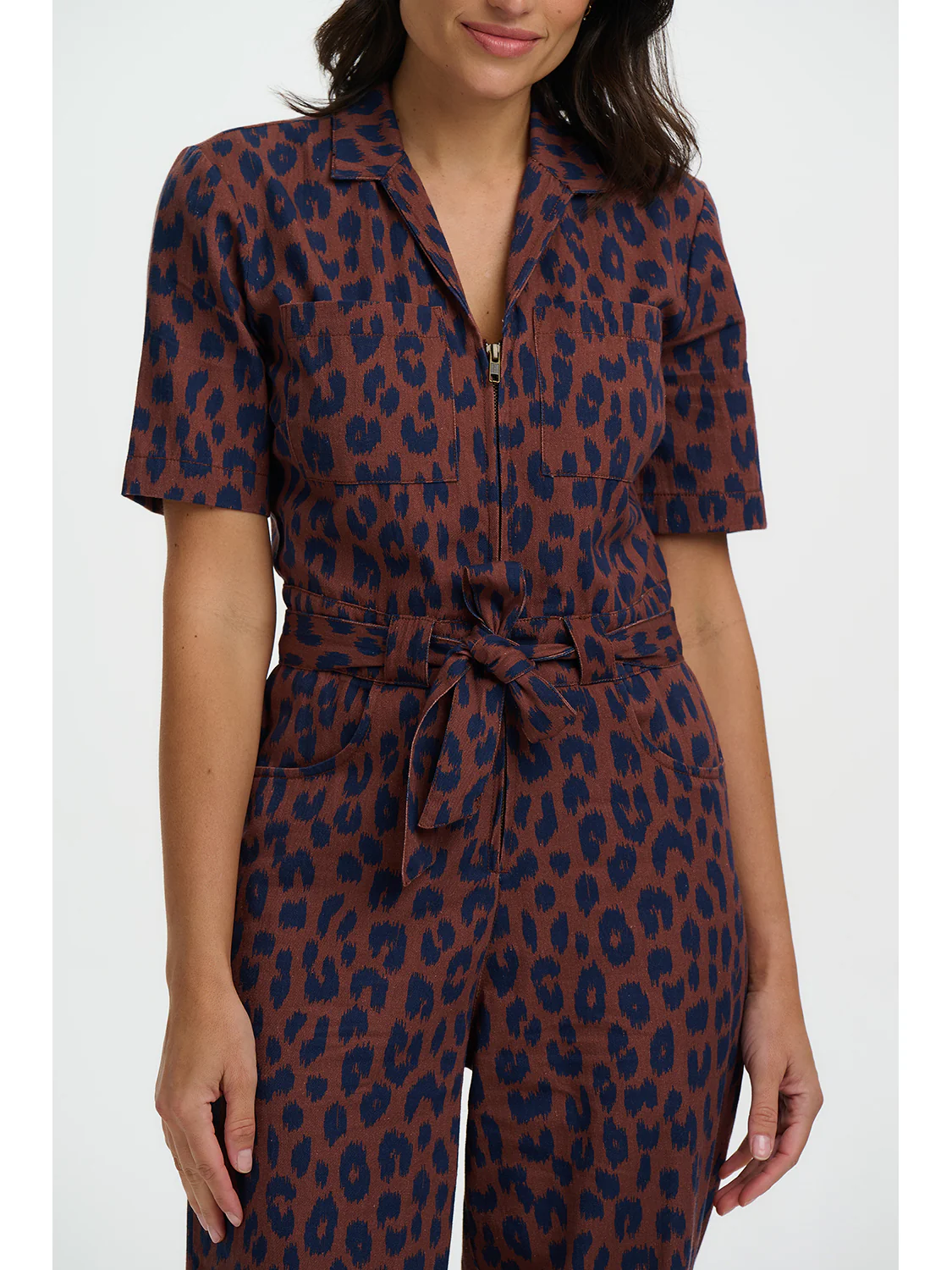 Meredith Boilersuit - Rust/Navy, Ikat Leopard - Image 4