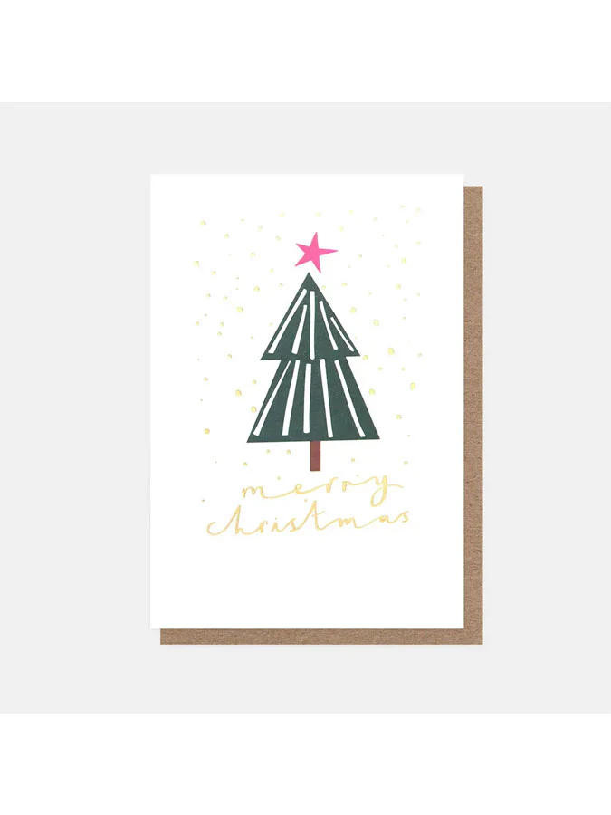 Merry Christmas Geometric Tree Gold Snow Pack of Cards