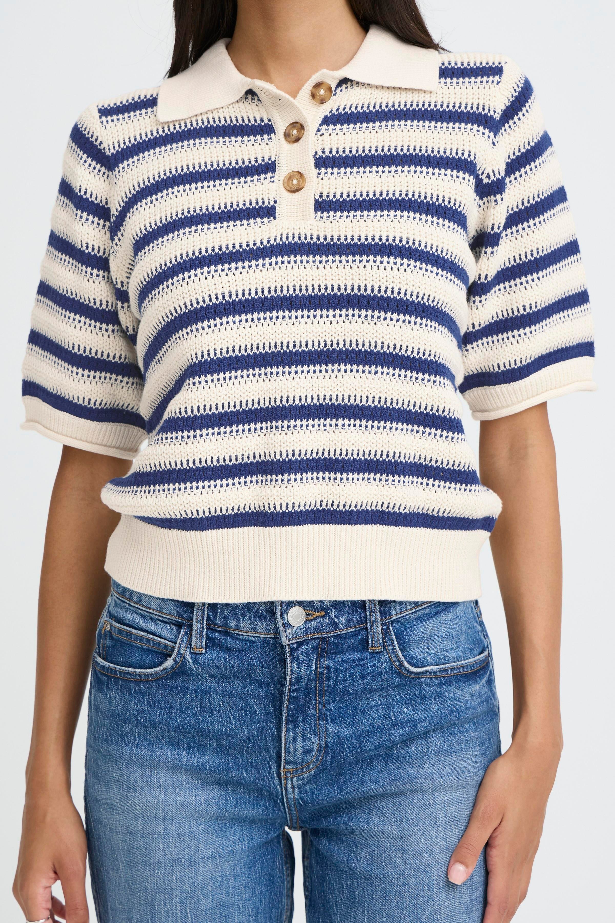 Mikala Polo Jumper Blue Stripe - Image 4
