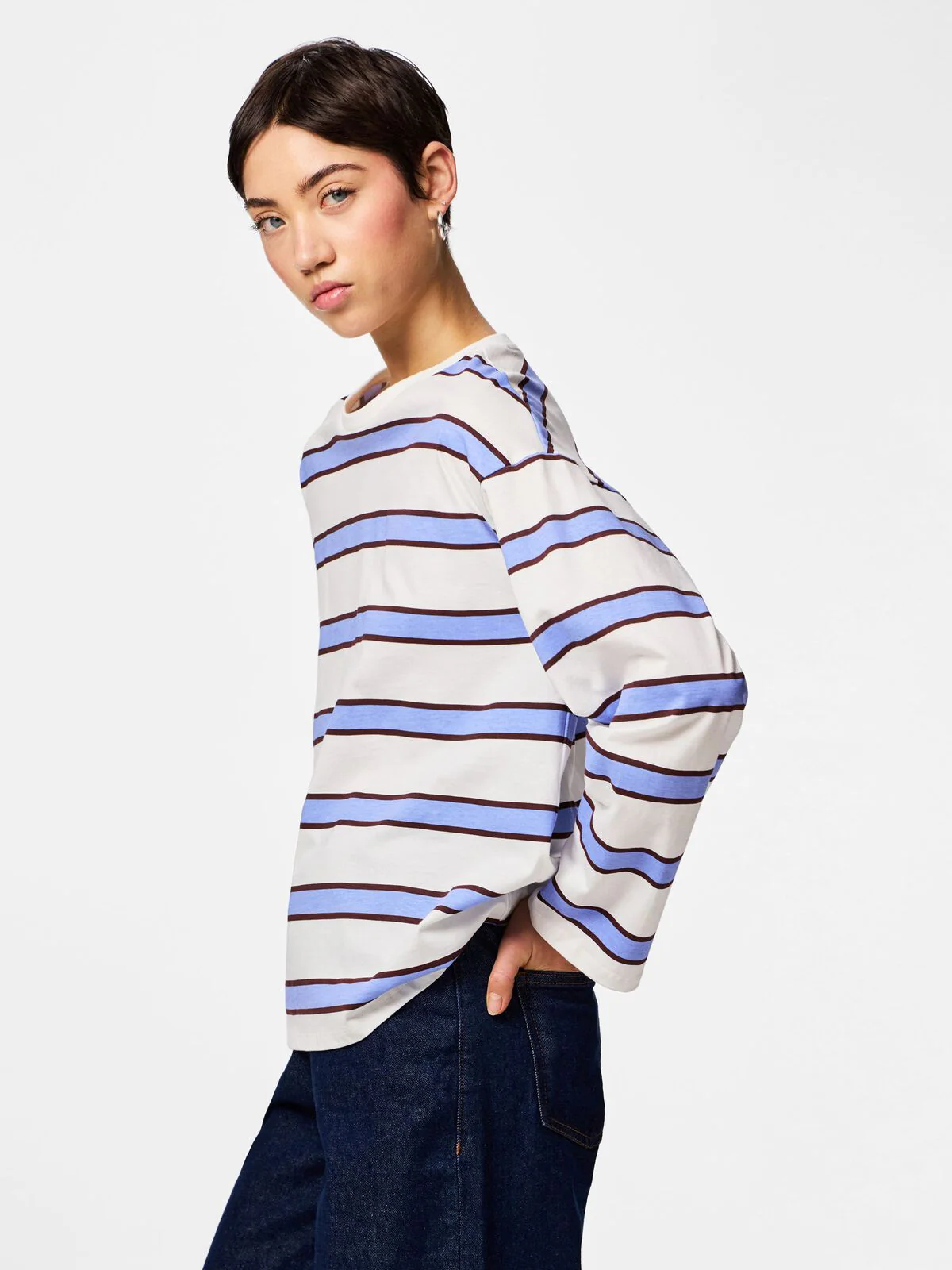 Mila Tee Long Sleeve Hydrangea Stripe - Image 3
