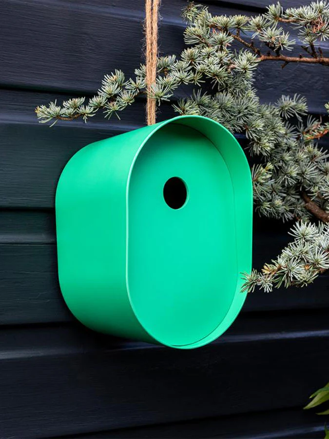 Oval Bamboo Birdhouse Green - Image 2