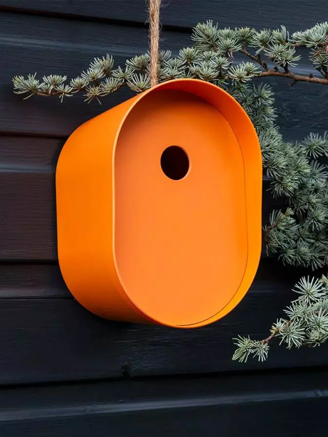 Oval Bamboo Birdhouse Orange - Image 2