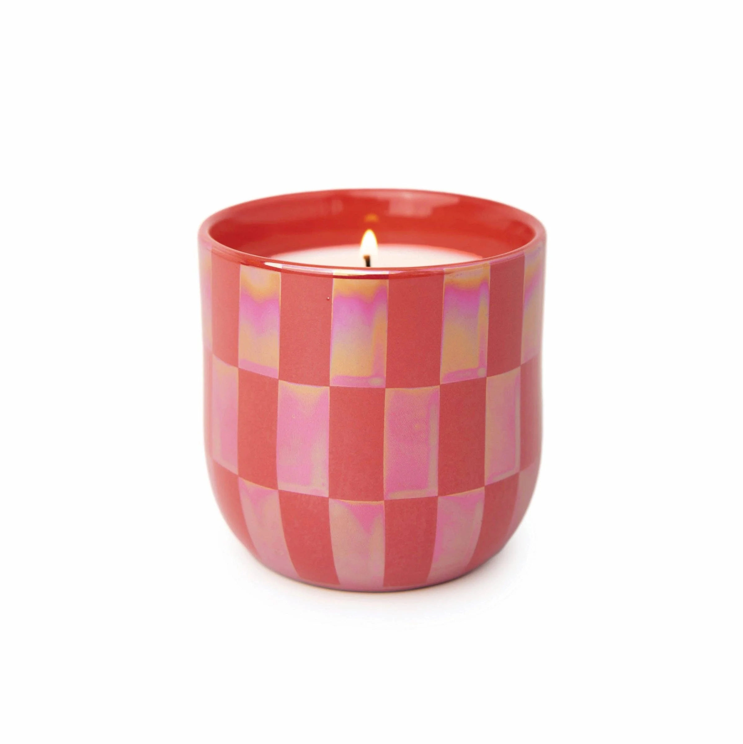 Paddywax Lustre Ceramic Candle - Checks - Cactus Flower
