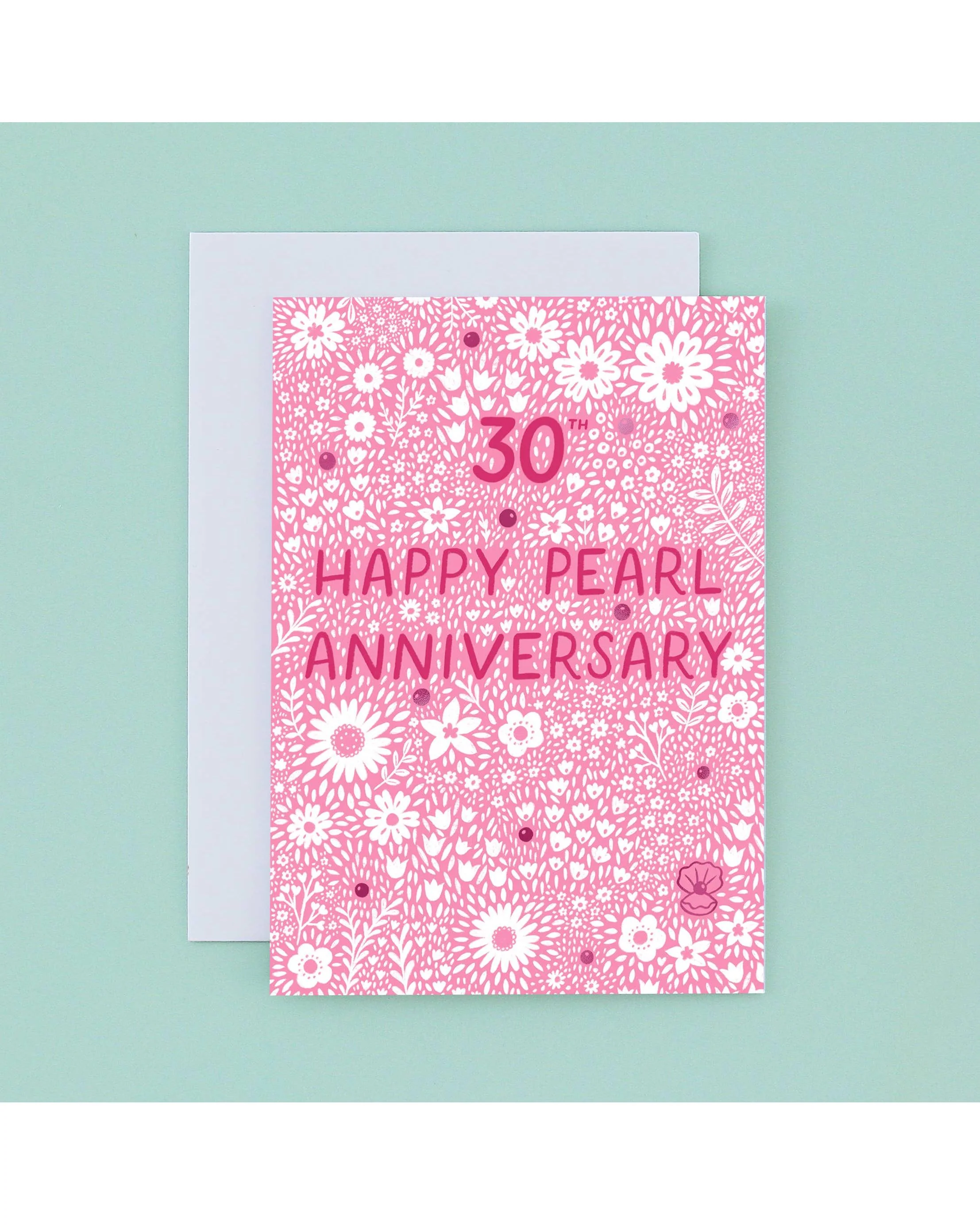 Pearl 30th Wedding Anniversary Card - Pink Foil