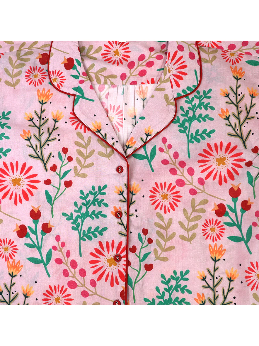 Pink summer meadow cotton pyjamas - Image 3