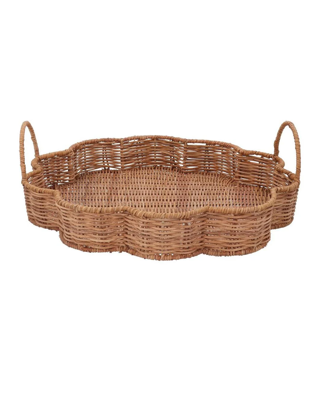 Rattan Flower Shape Tray With Handles